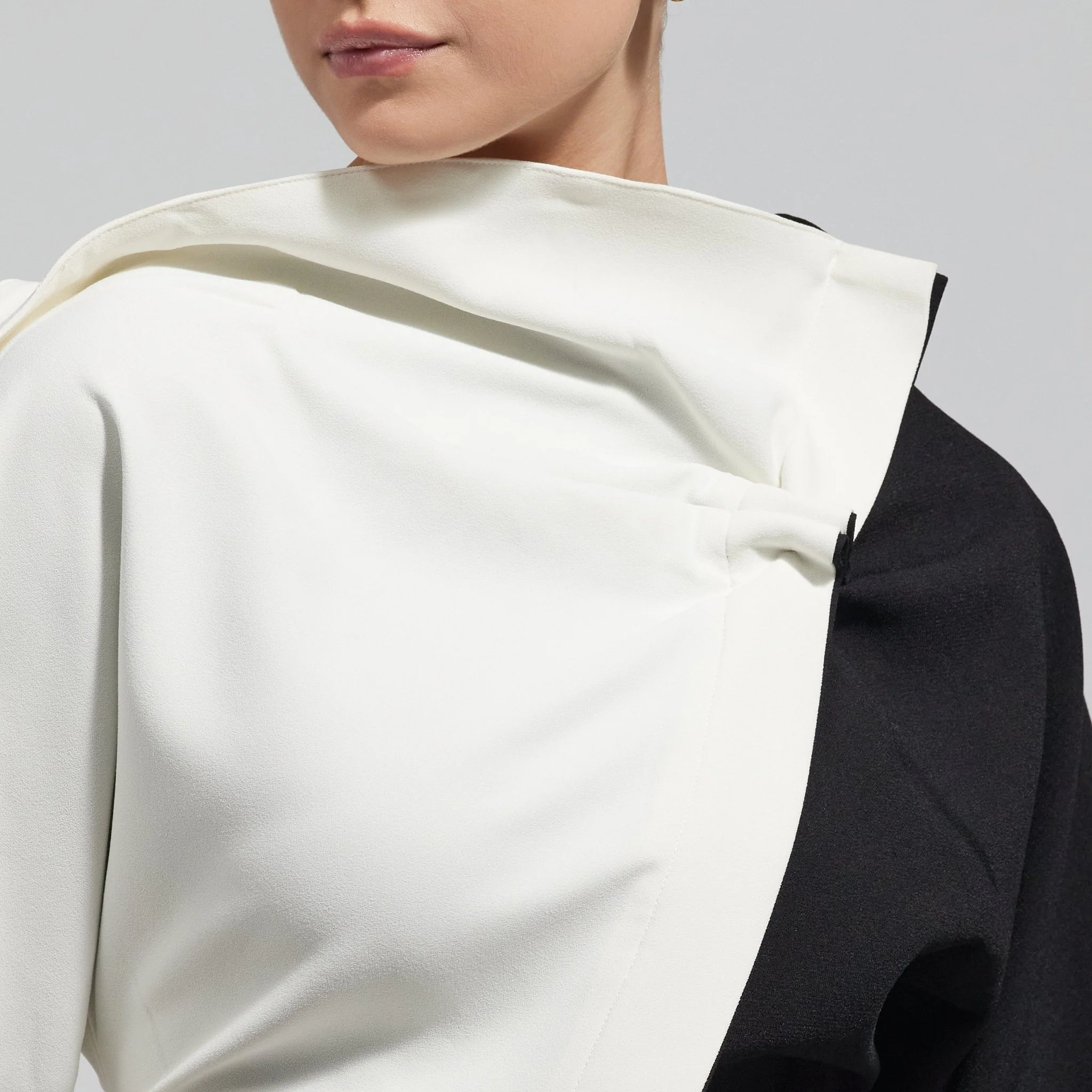 Asymmetric Black & White Blouse - Image 3