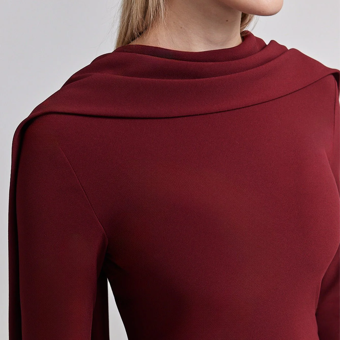 Asymmetric Crepe Tie-Scarf Layer Dress - Image 2