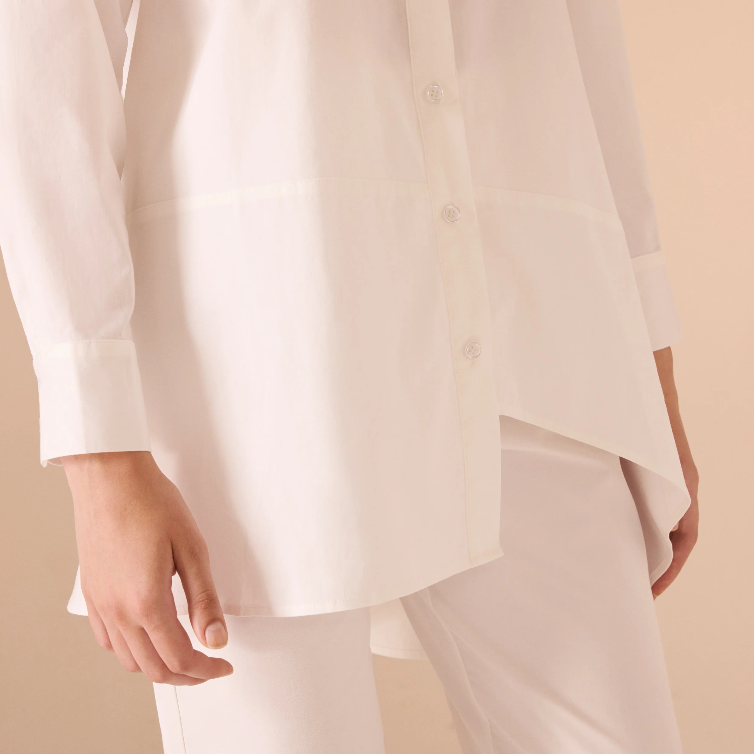 Asymmetric Hem Poplin Shirt - Image 8
