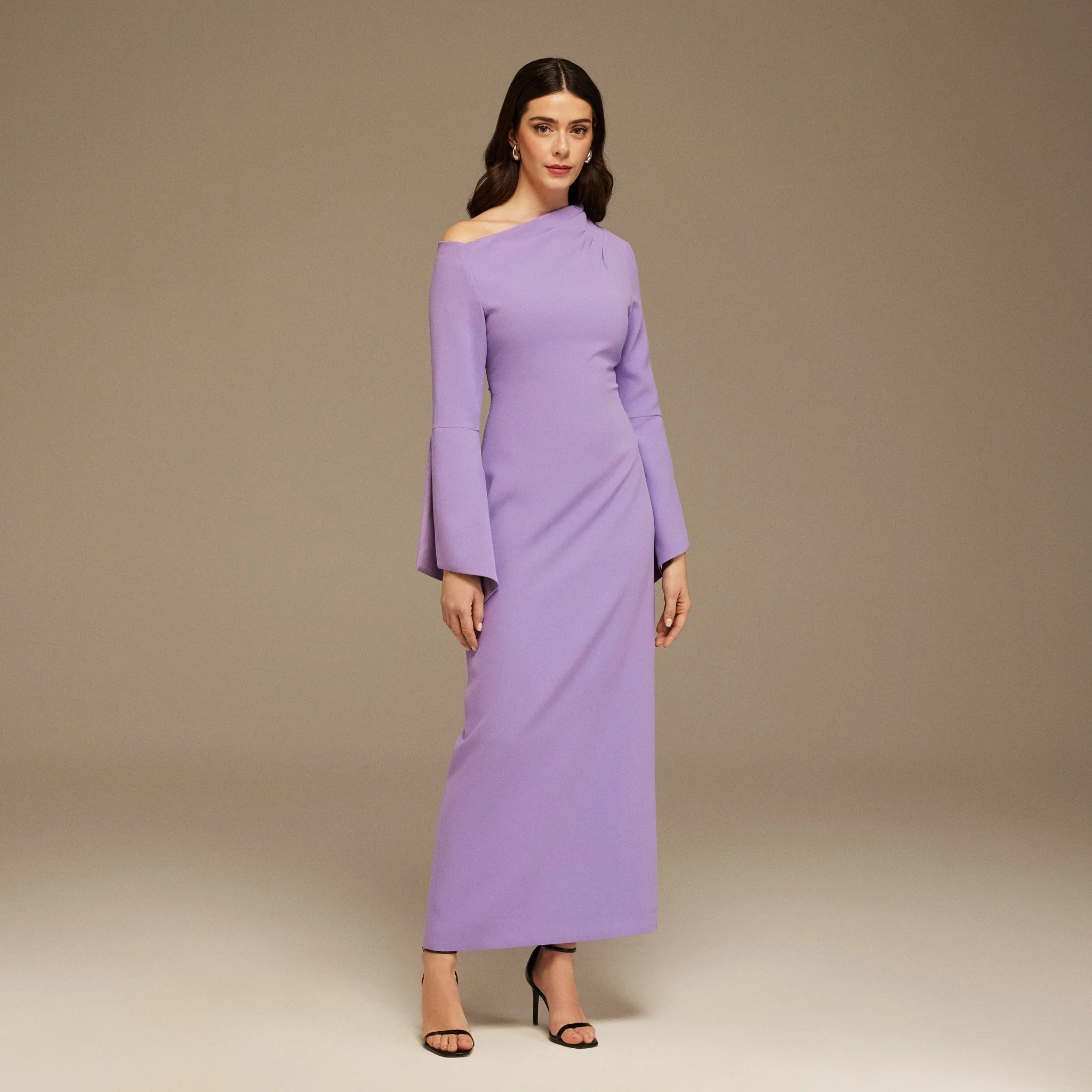 Purple Asymmetric Neck Flared Long Sleeve - Image 2