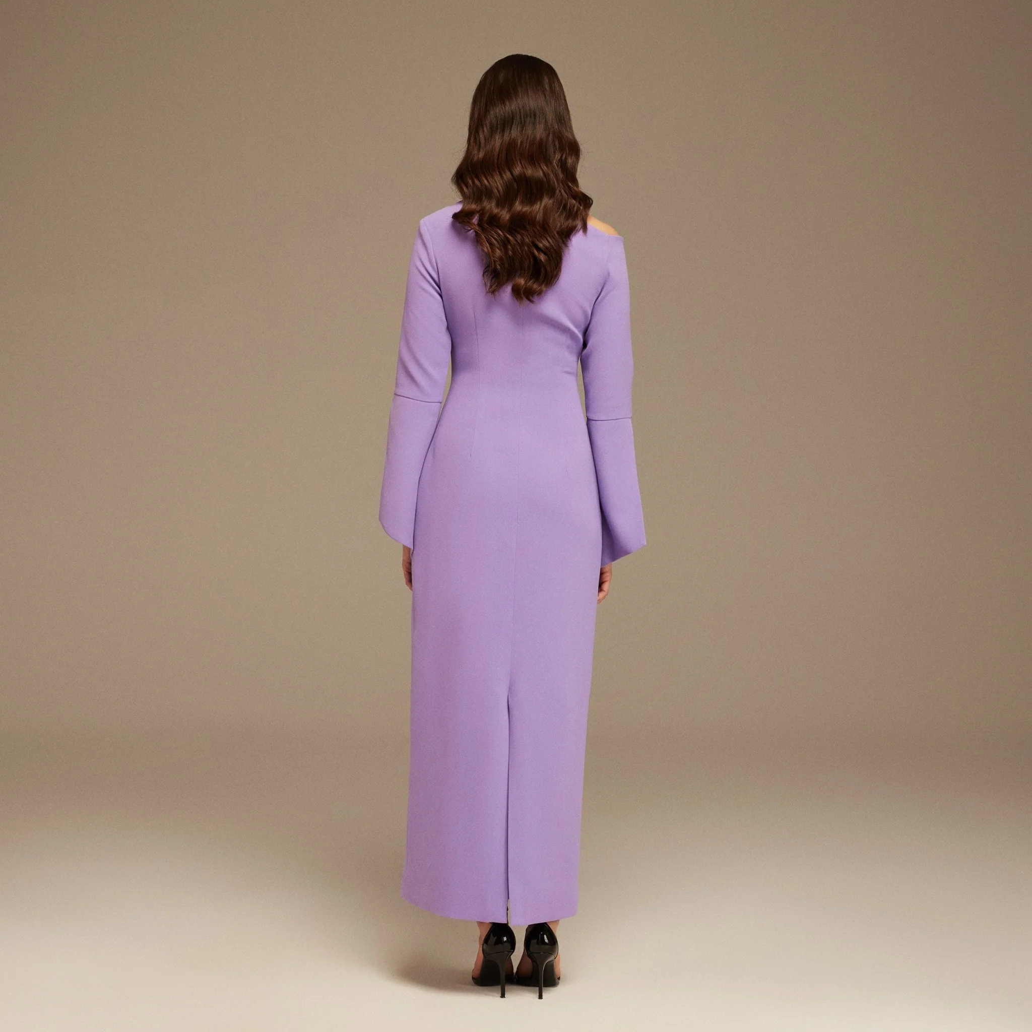 Purple Asymmetric Neck Flared Long Sleeve - Image 4