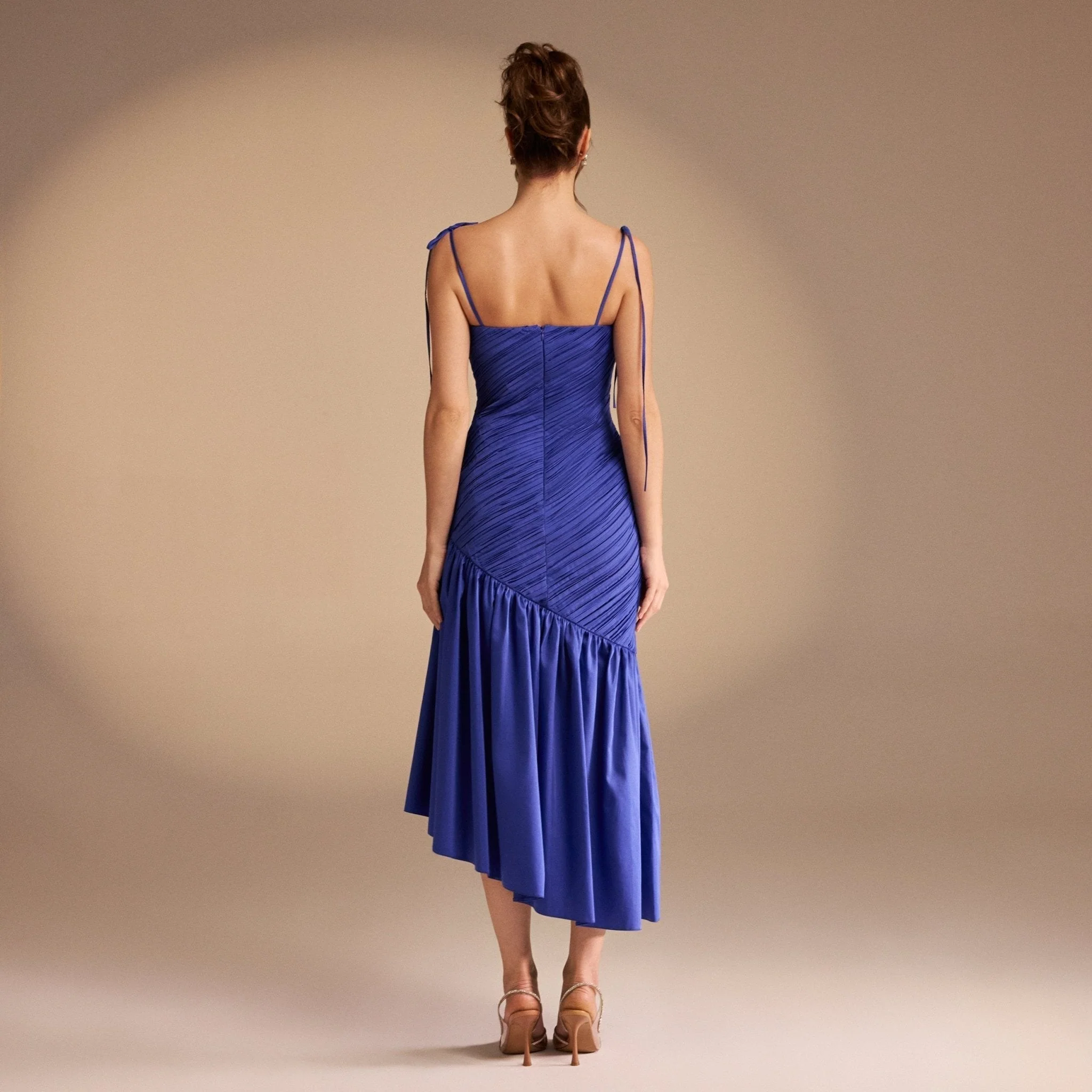 Asymmetric Ruffled Poplin Midi Dress - Image 12