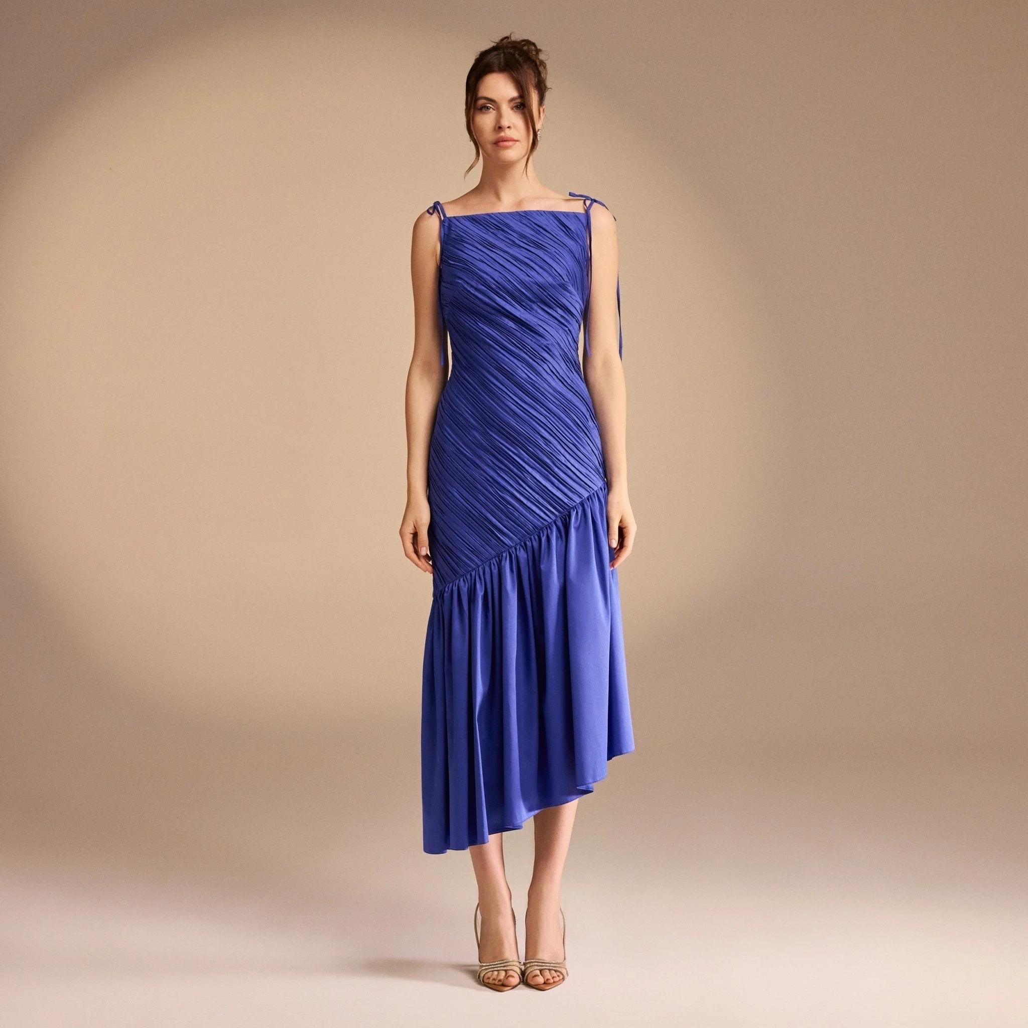 Asymmetric Ruffled Poplin Midi Dress - Image 14