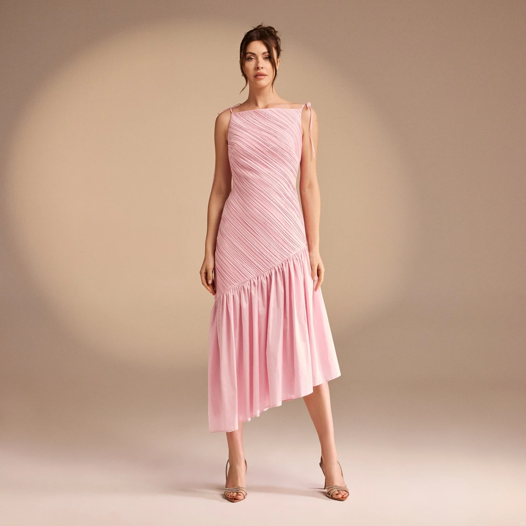 Asymmetric Ruffled Poplin Midi Dress - Image 5