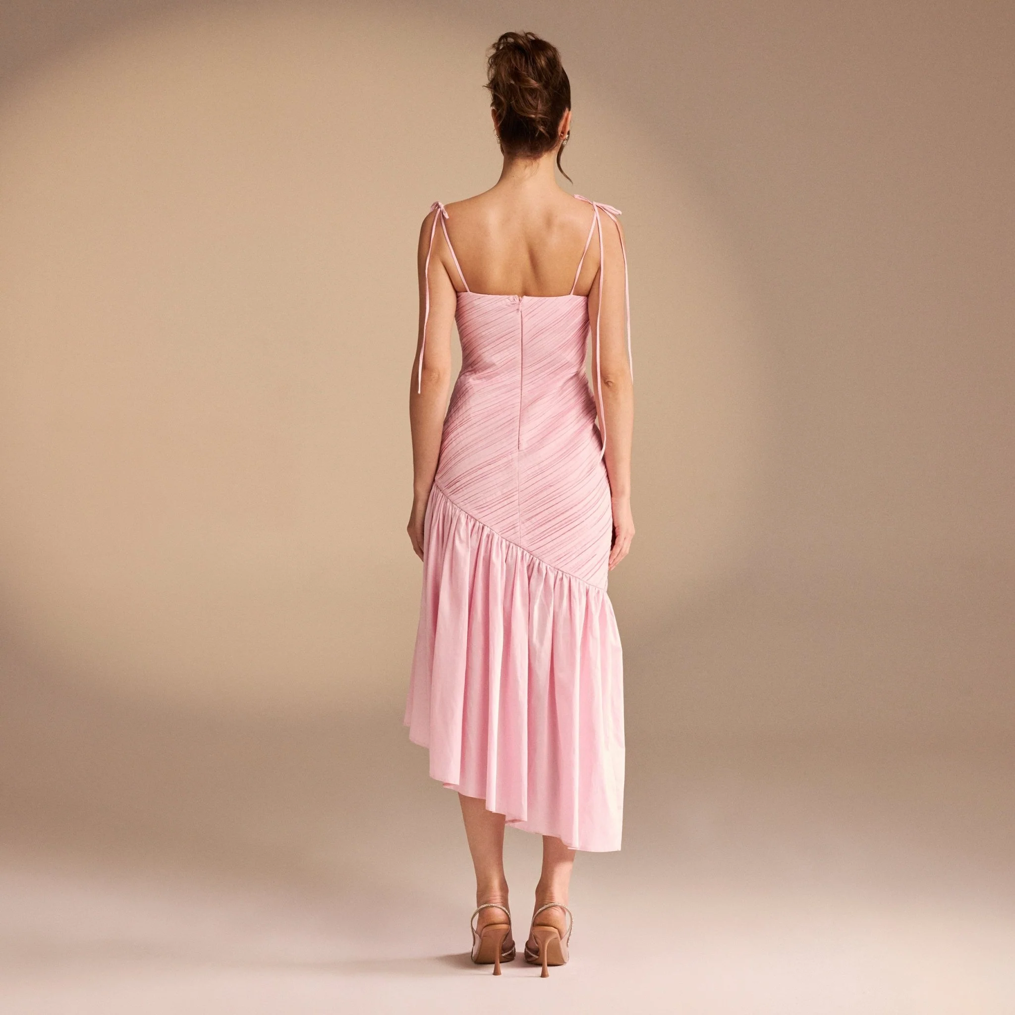 Asymmetric Ruffled Poplin Midi Dress - Image 7