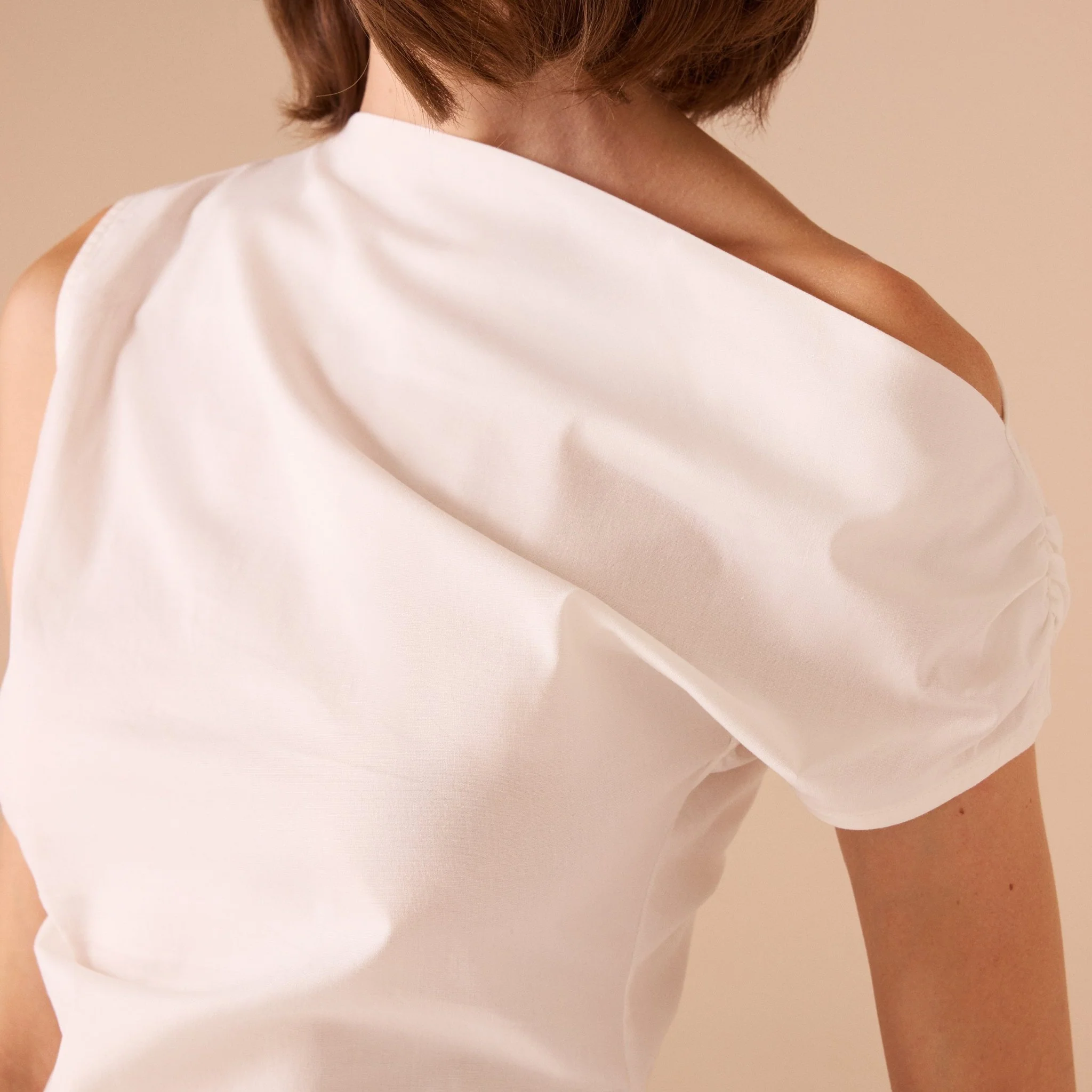 Asymmetric Shoulder Poplin Top - Image 3