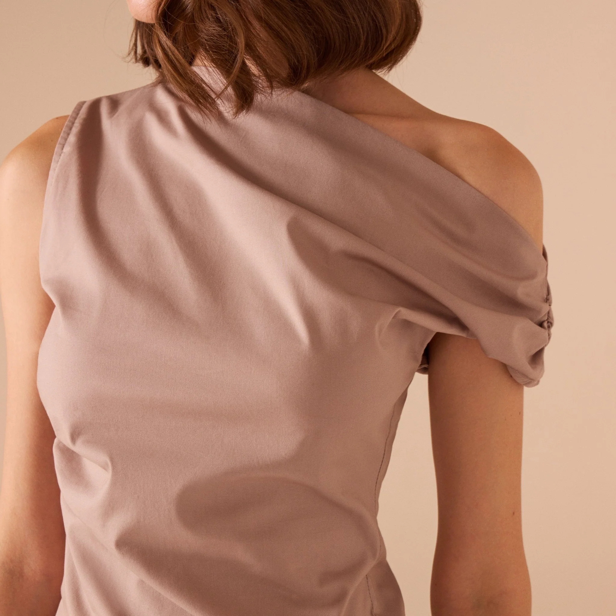 Asymmetric Shoulder Poplin Top - Image 6