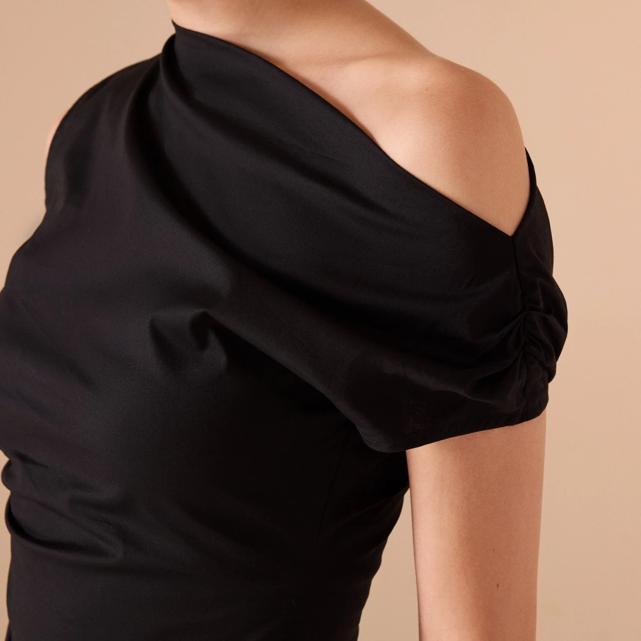 Asymmetric Shoulder Poplin Top - Image 9