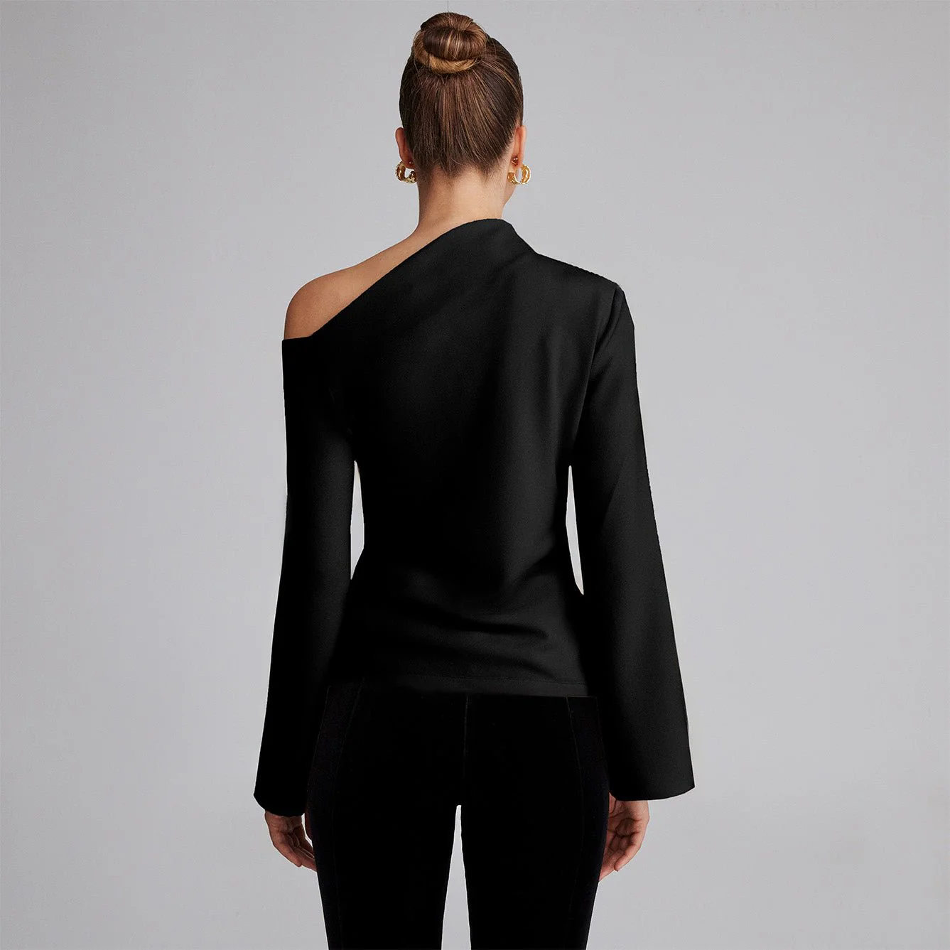 Bare shoulder Crepe Blouse - Image 3