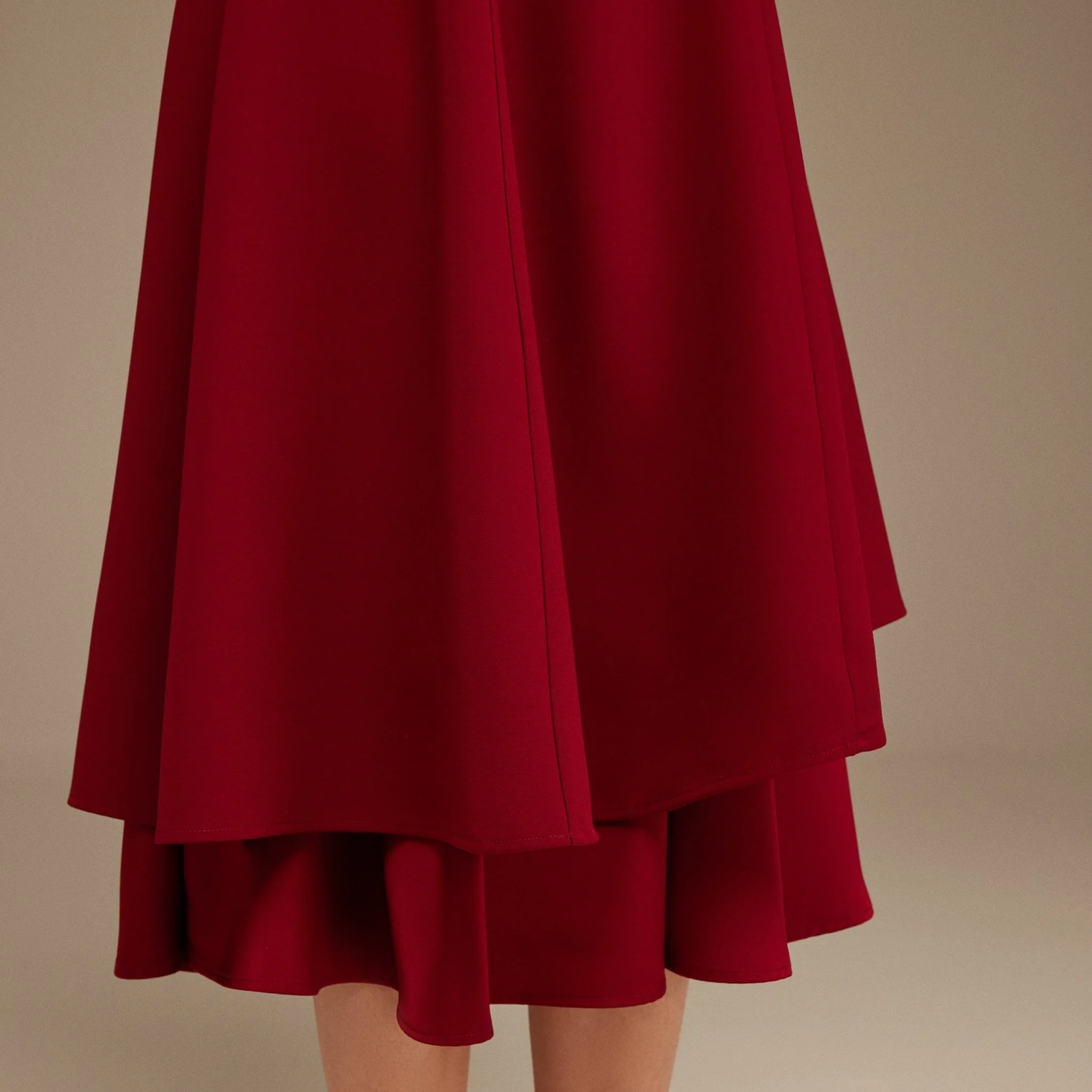 Burgundy Off-Shoulder Midi Dress - Image 3