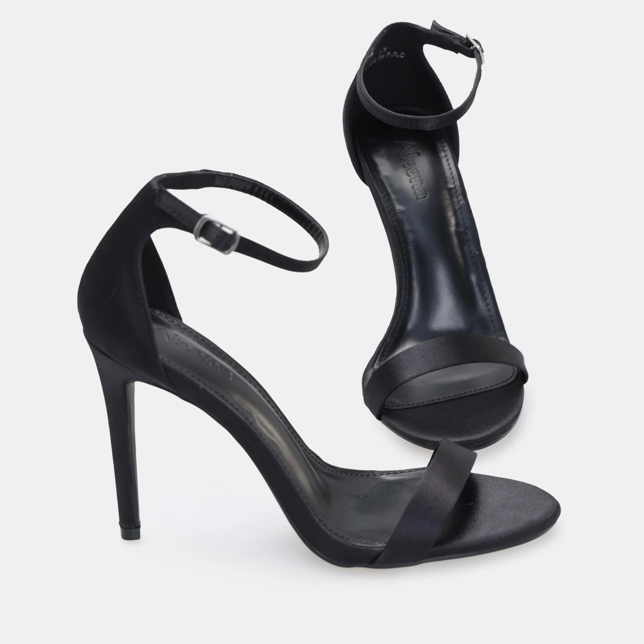 Black Satin High Heel Sandals - Image 5