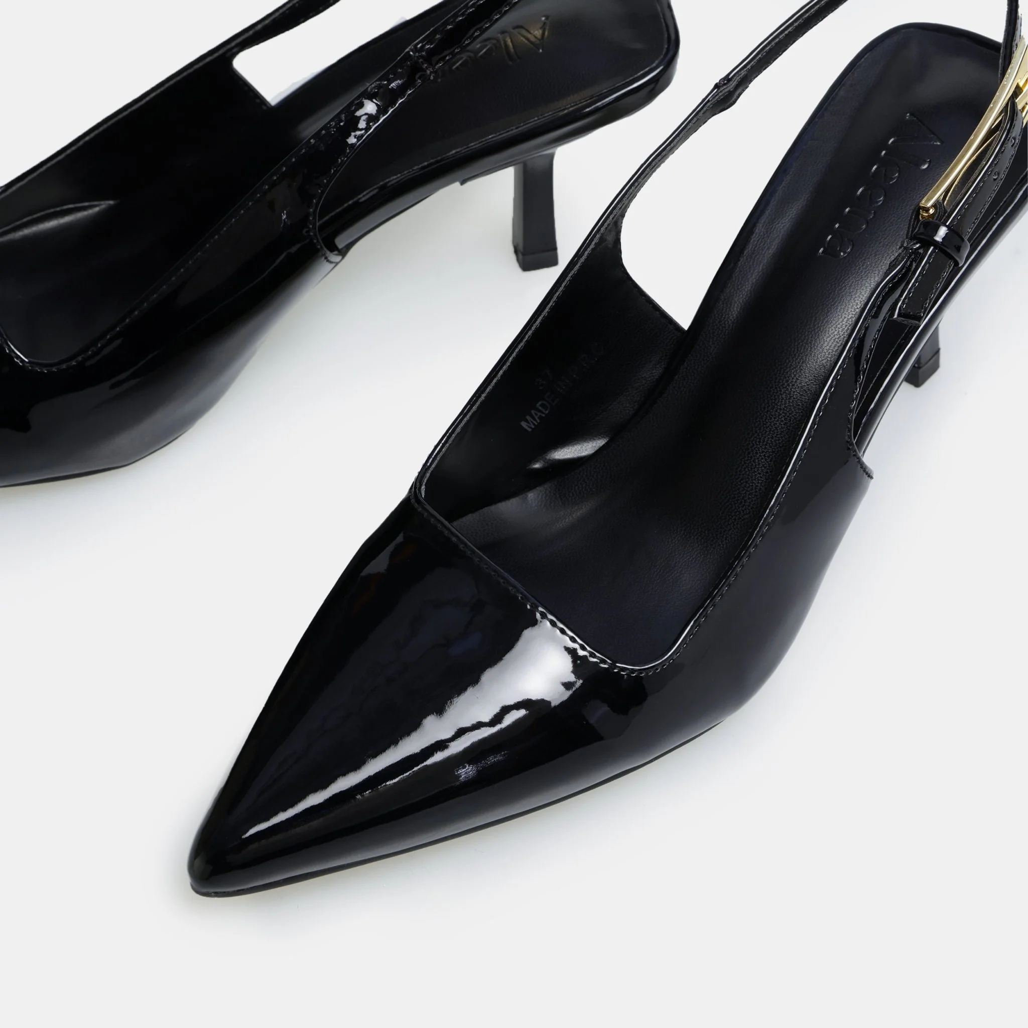 Black Patent Slingback Heels - Image 5