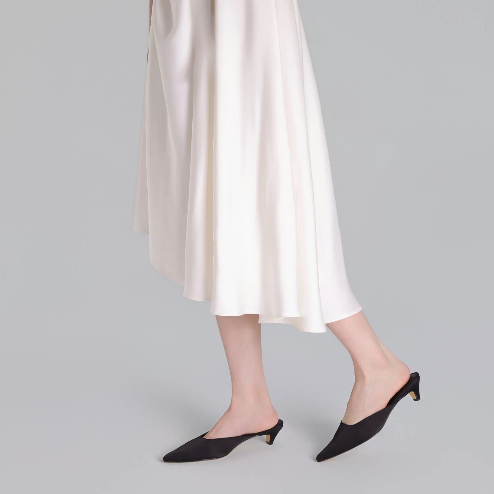 Black Satin Pointed Toe Mules - Image 4