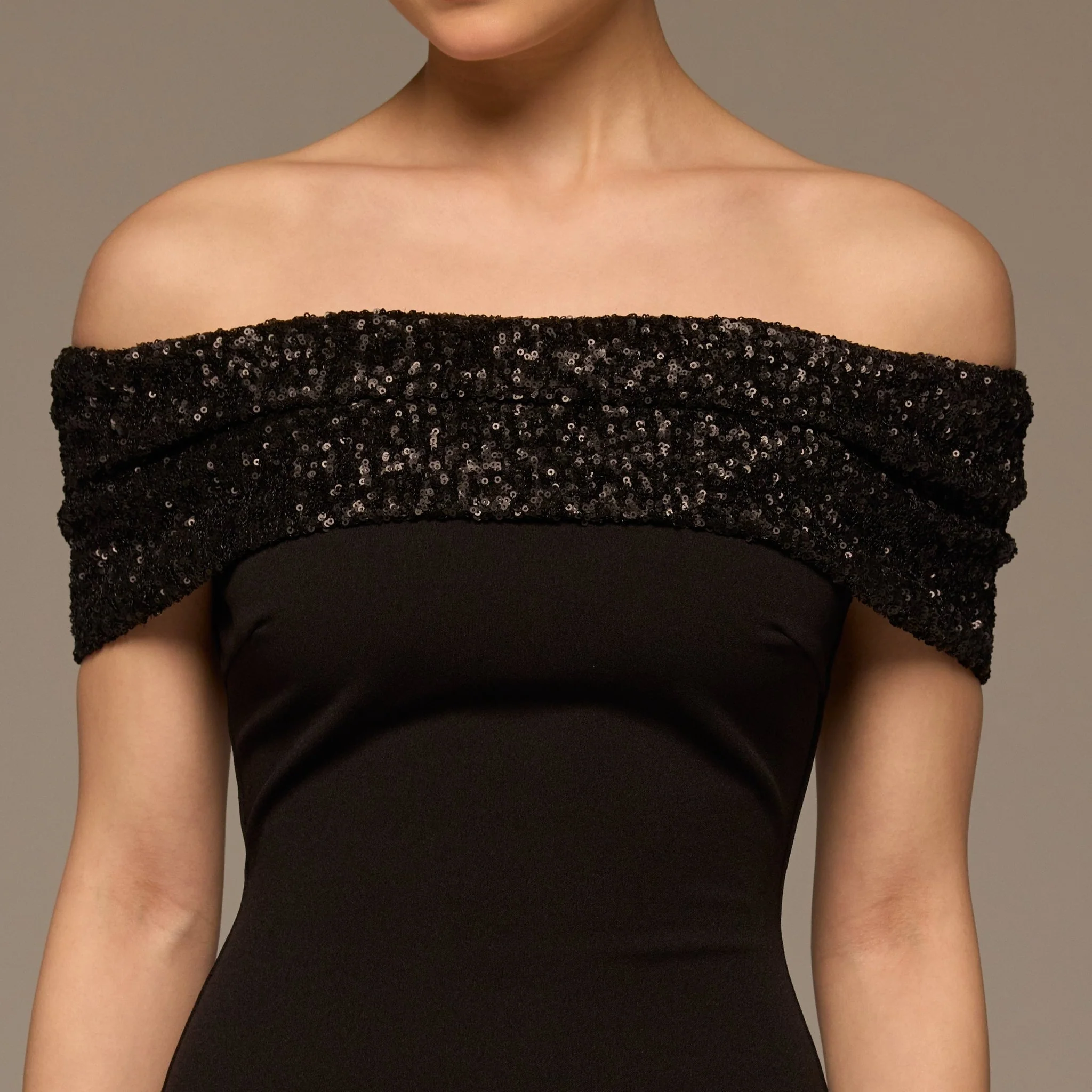 Black Off Shoulder Crepe Maxi Dress - Image 3