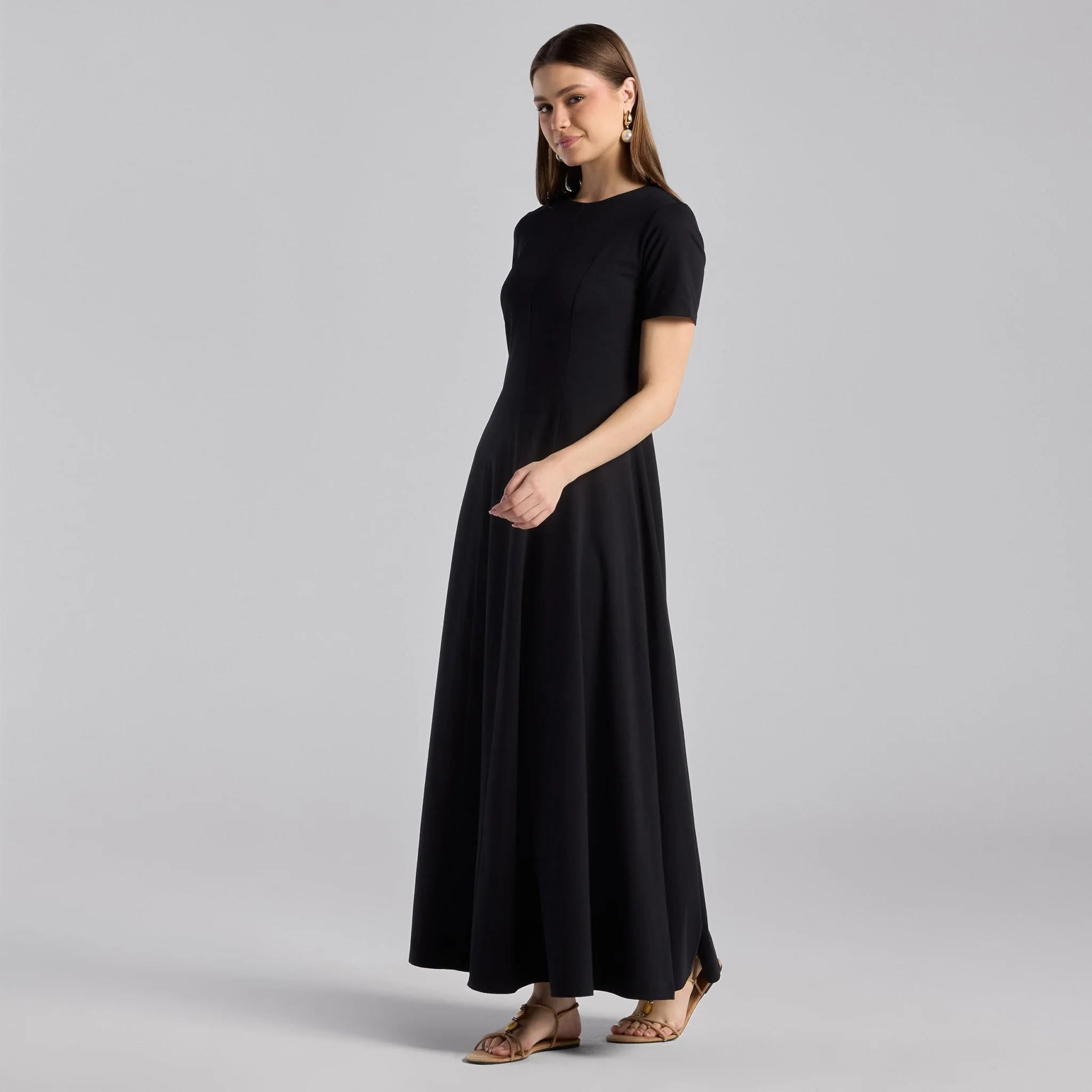 Black Cotton Blend Under Abaya Dress - Image 2