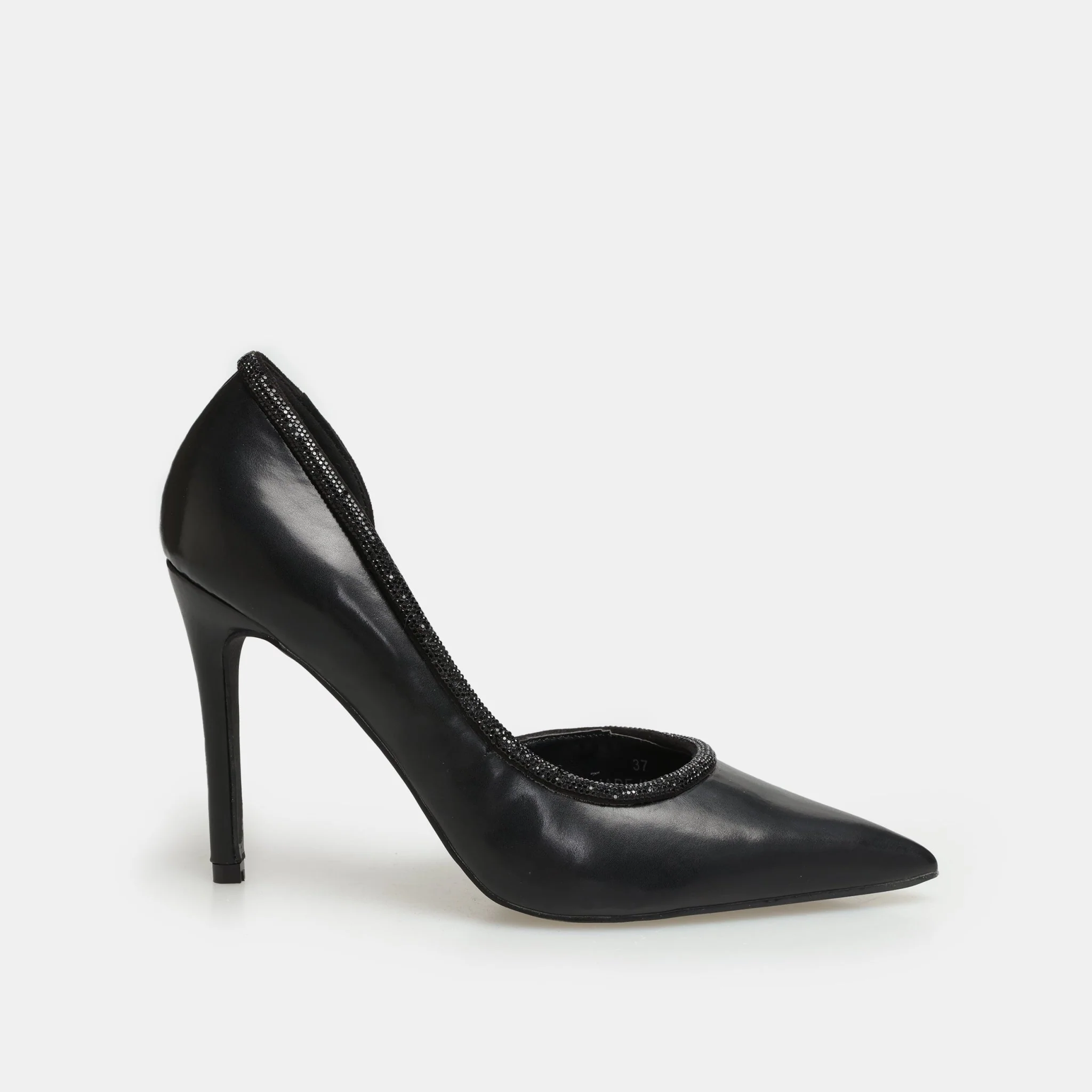Black Leather Pointed Toe Pumps - Image 2