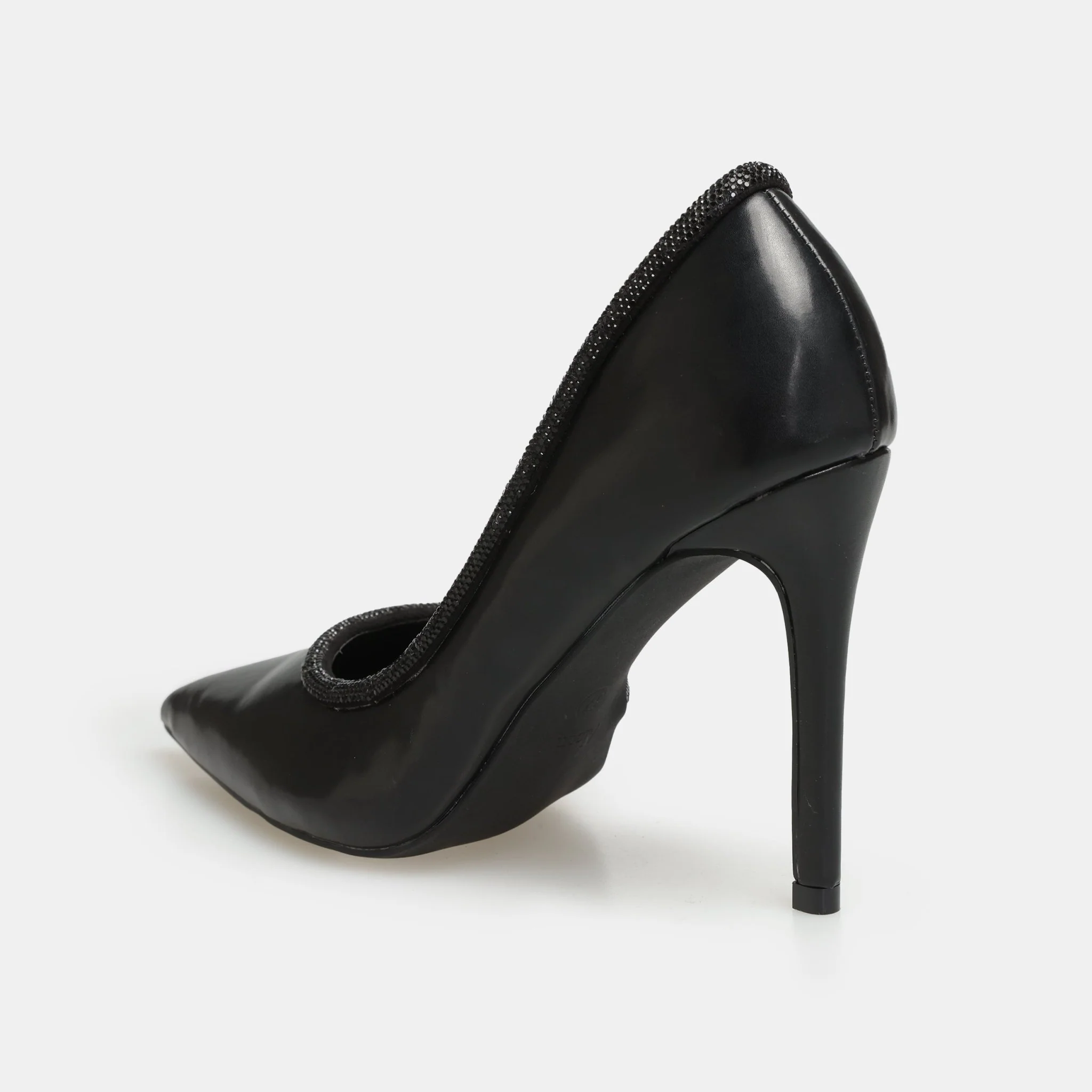Black Leather Pointed Toe Pumps - Image 3