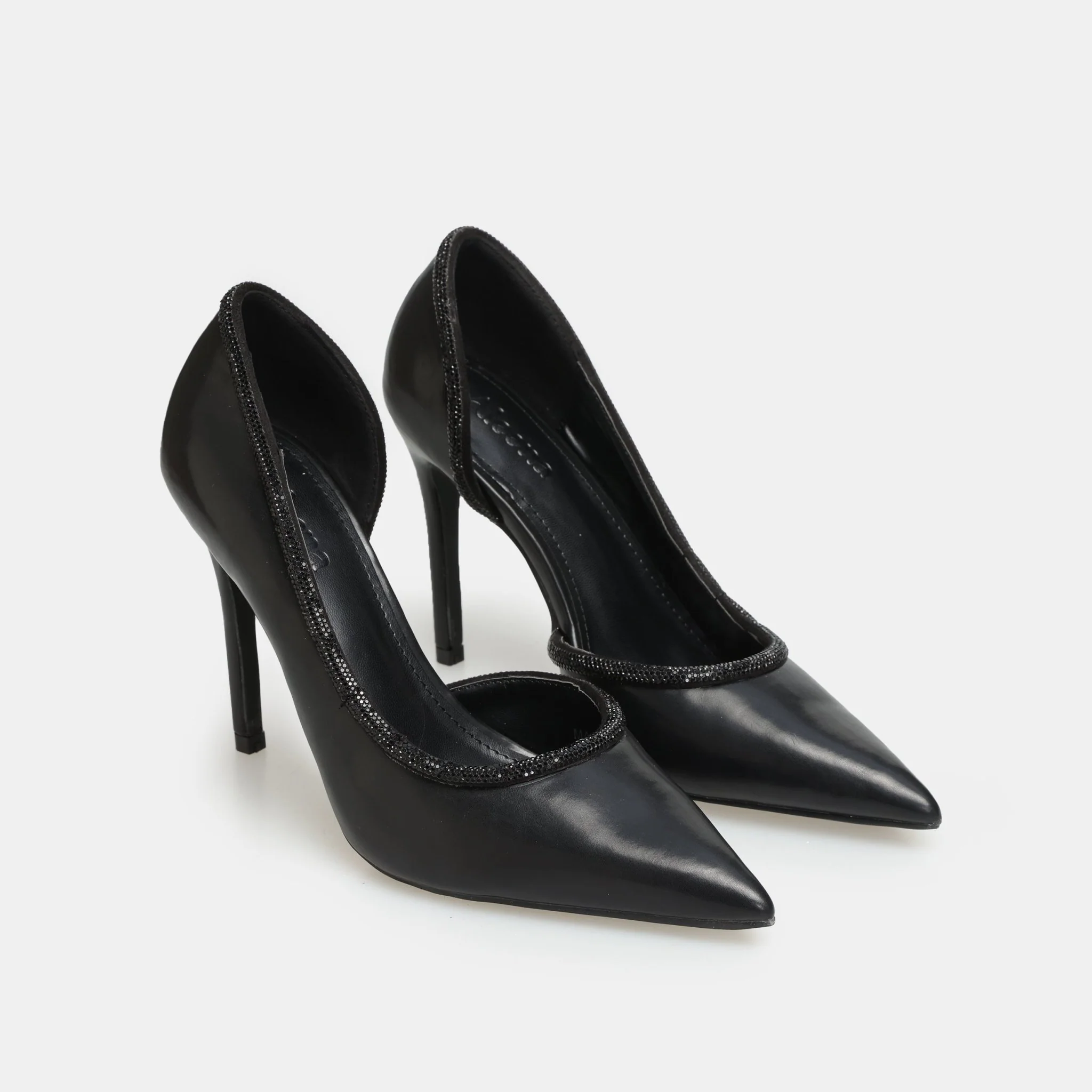 Black Leather Pointed Toe Pumps - Image 4