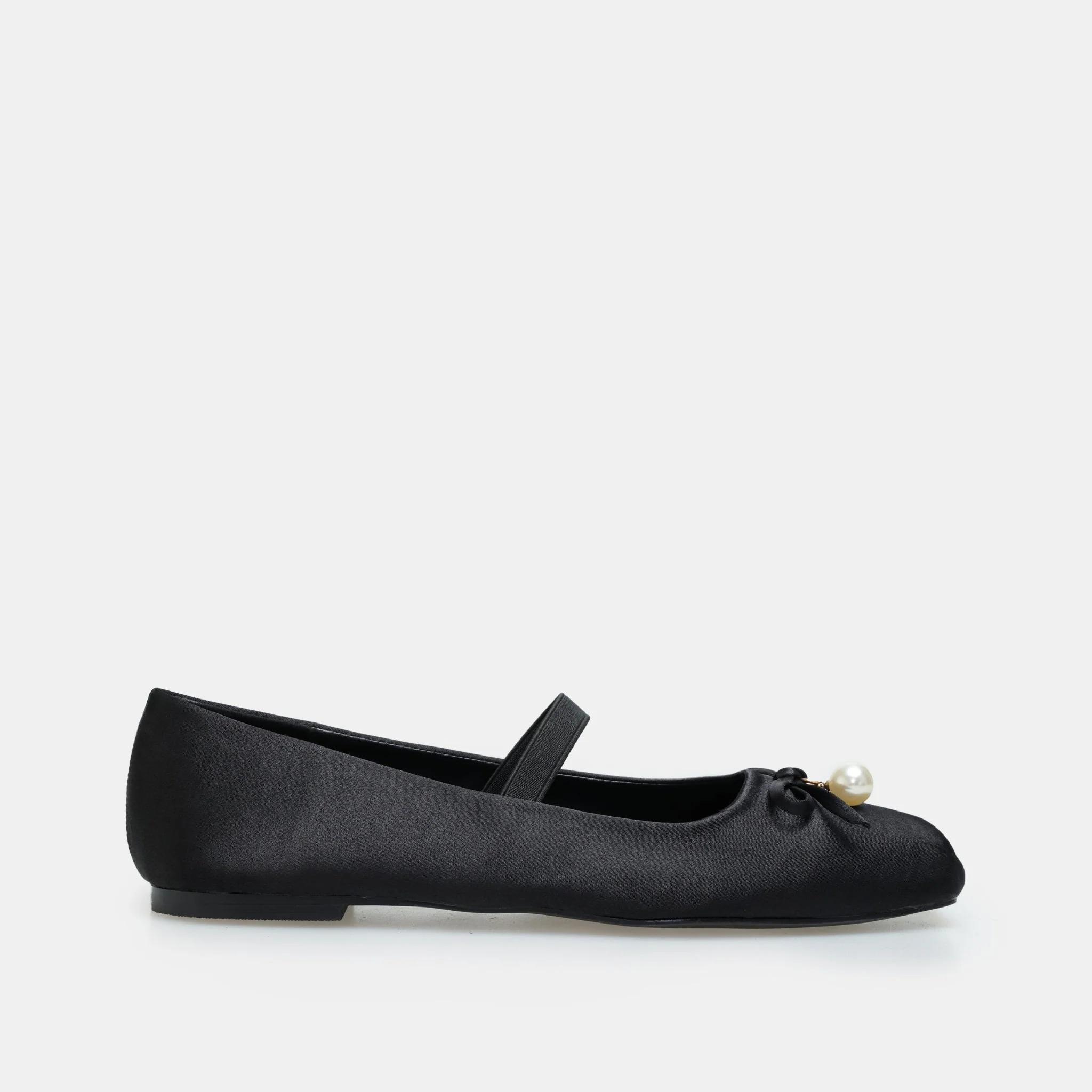Black Satin Bow Ballet Flats - Image 3