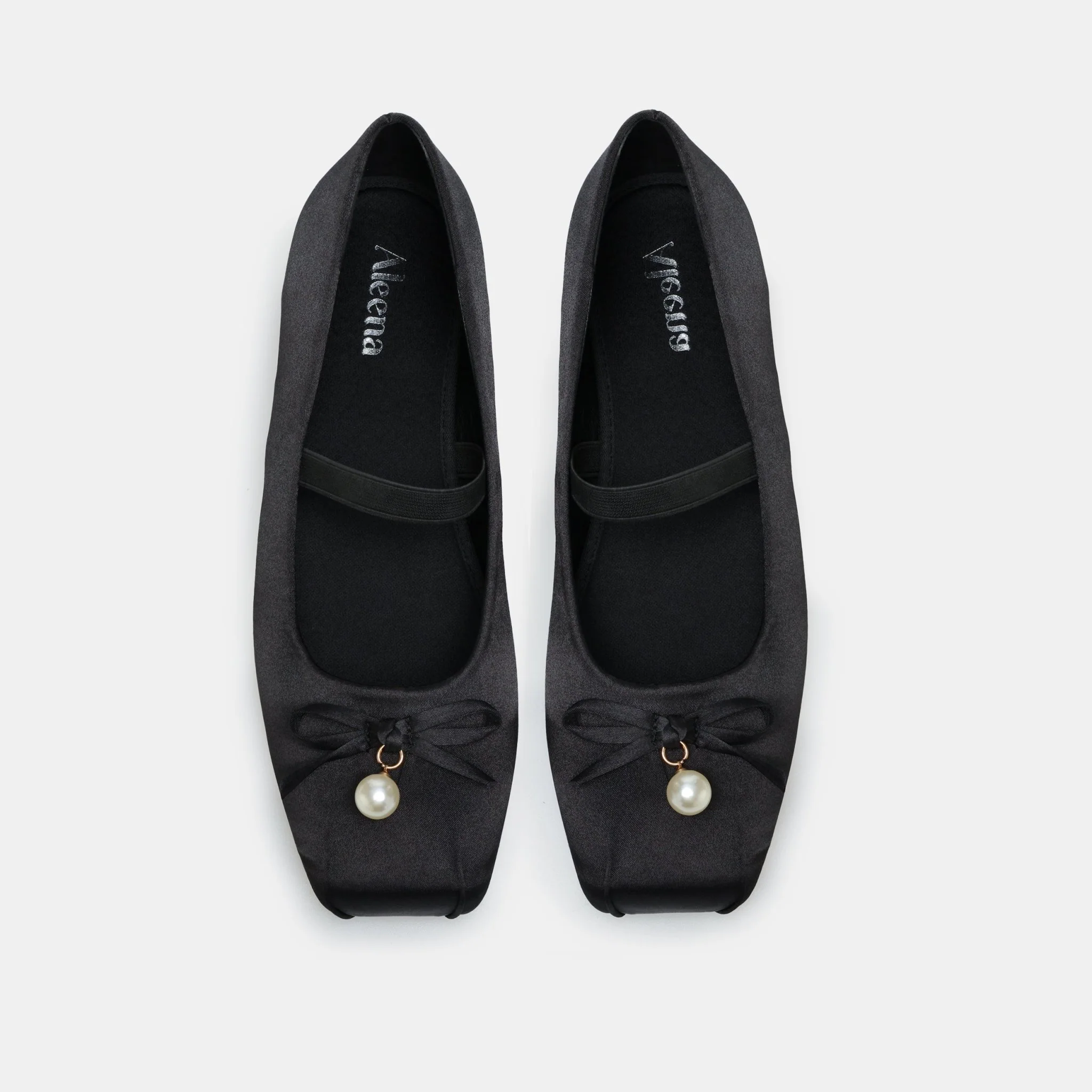 Black Satin Bow Ballet Flats - Image 5