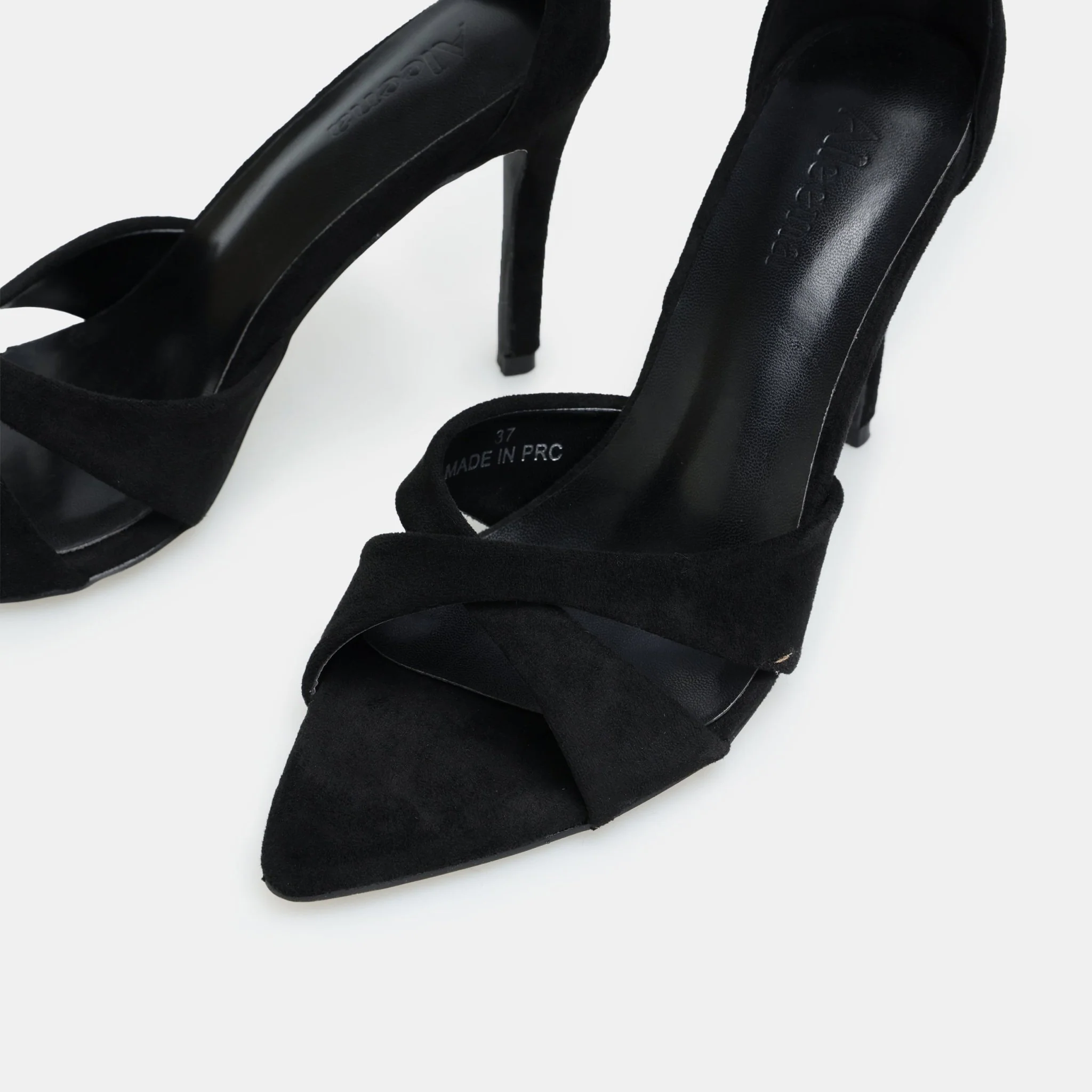 Black Suede Cross-Strap High Heel Sandals - Image 3