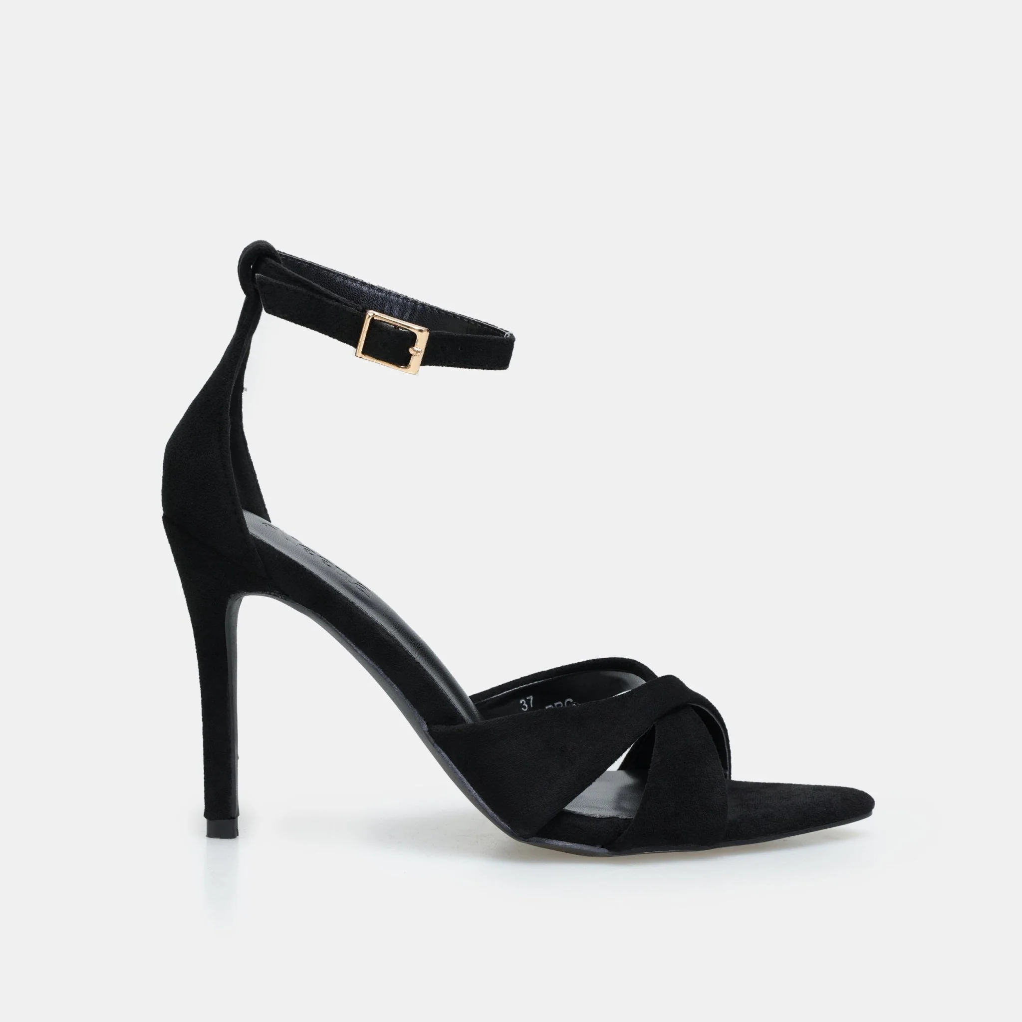 Black Suede Cross-Strap High Heel Sandals - Image 5