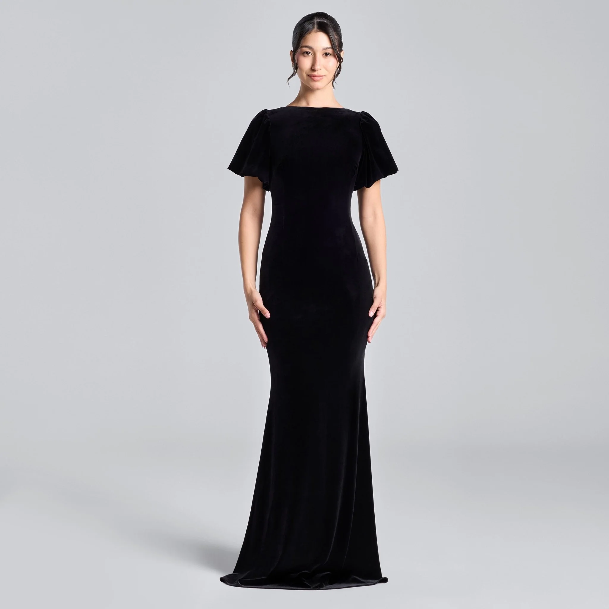 Black Velvet Dress with Back Satin Bow