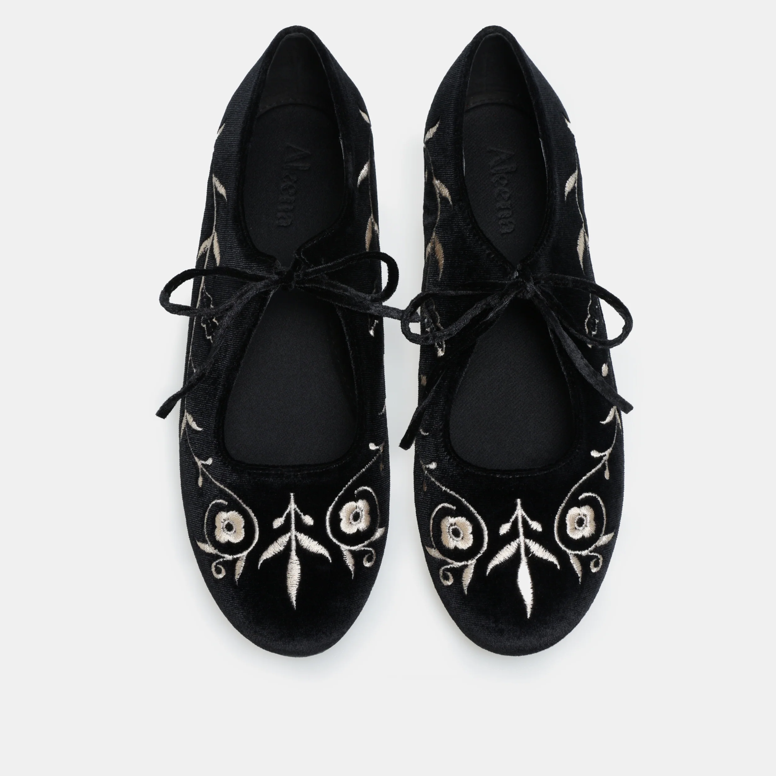 Black Velvet Embroidered Flats - Image 4
