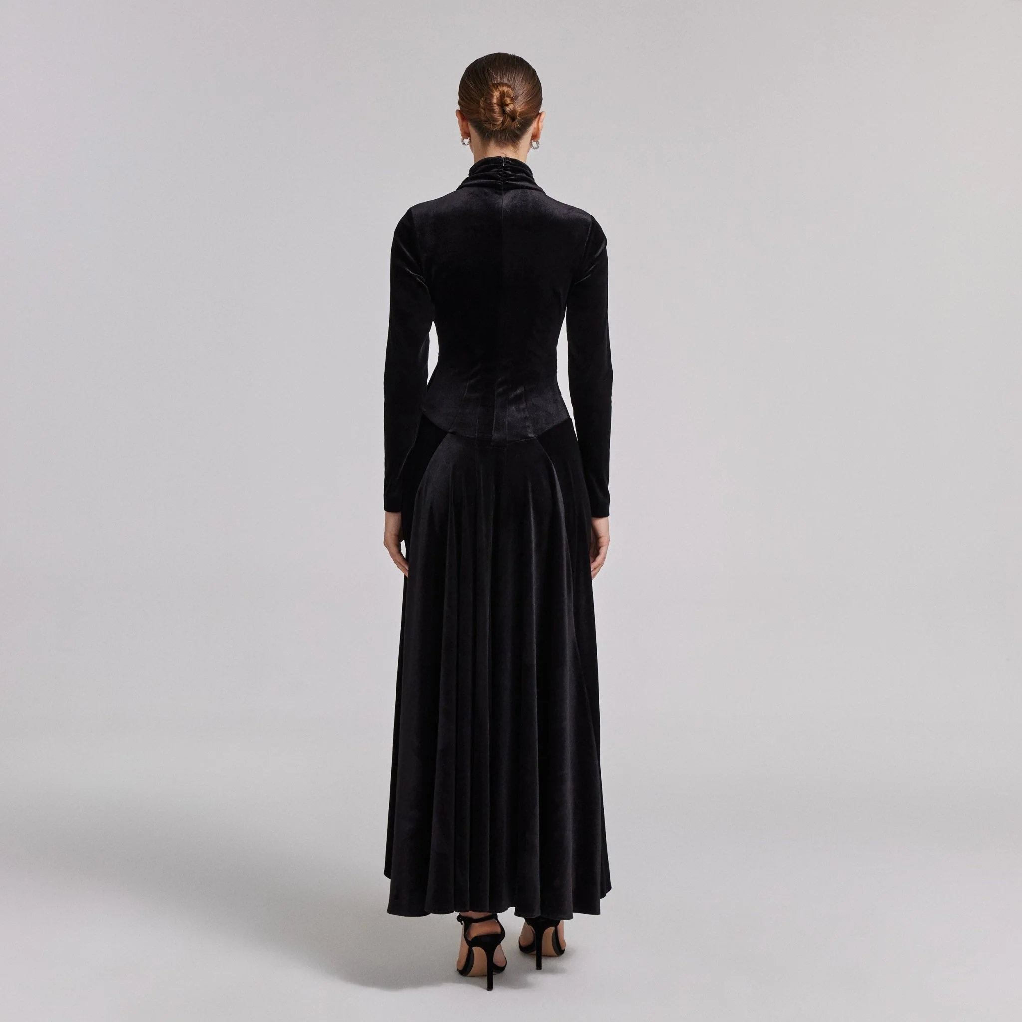 Black Velvet Mock Neck Maxi Dress - Image 4
