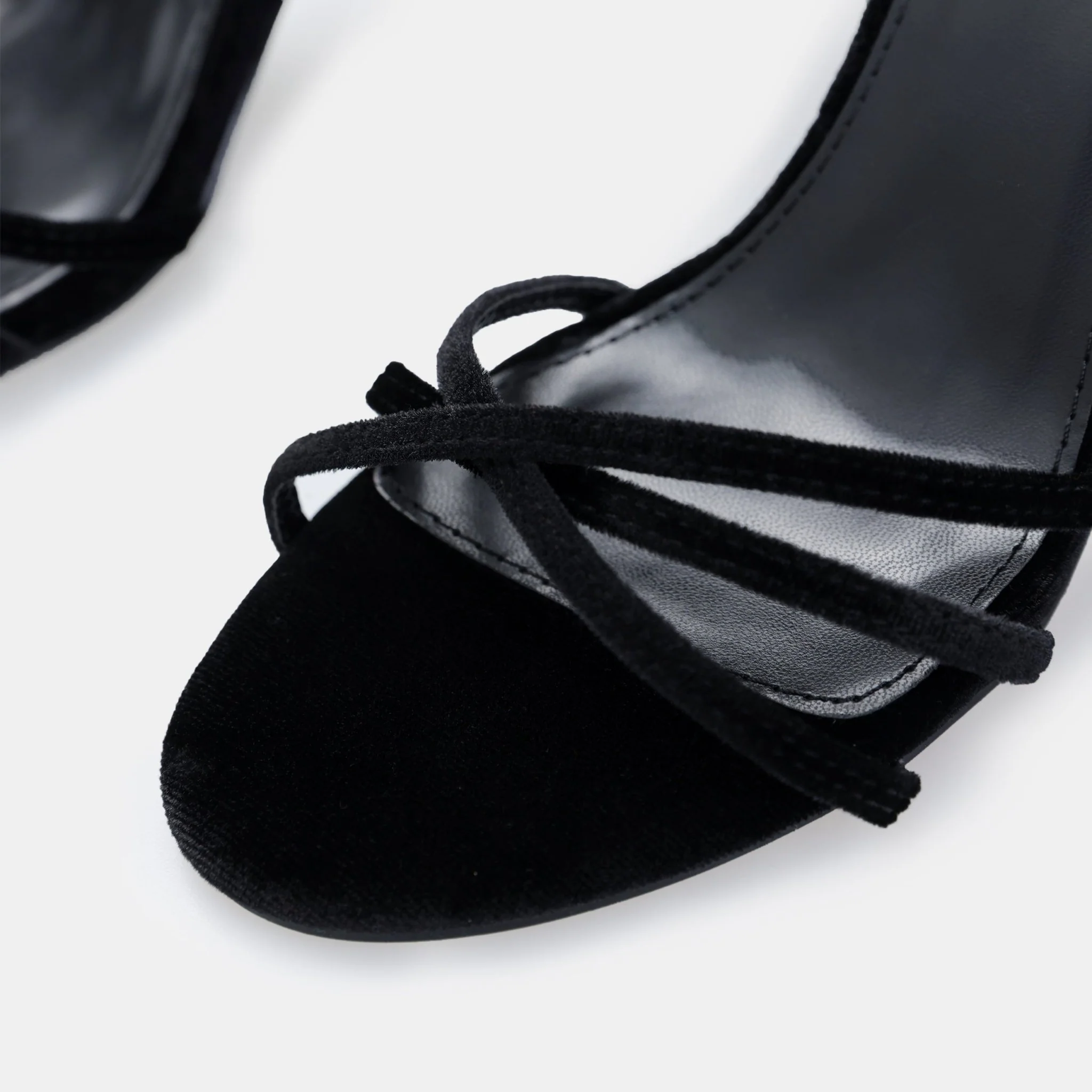Black Velvet Strappy High Heel Sandals - Image 5