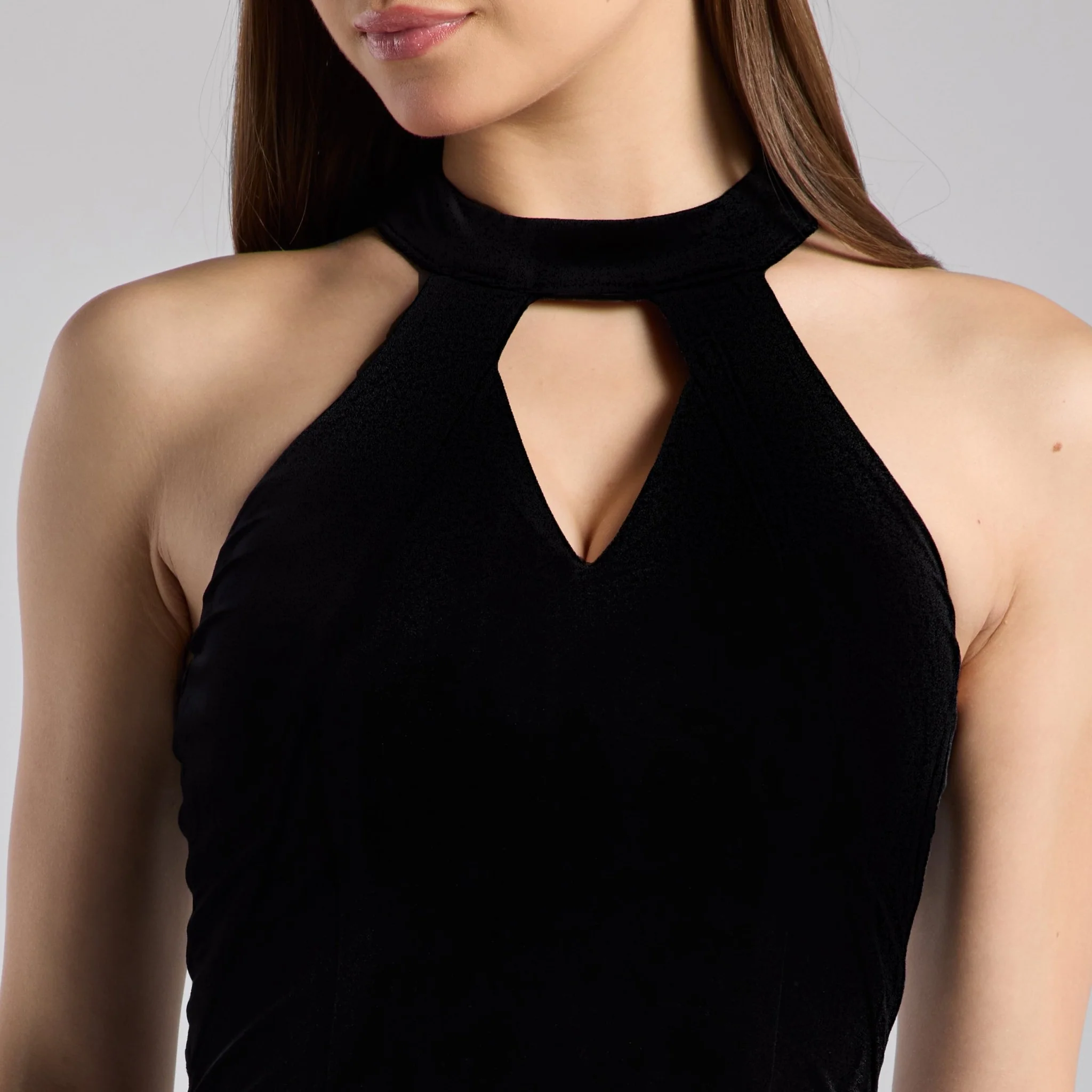 Black & White Velvet-Taffeta Halter Dress - Image 3