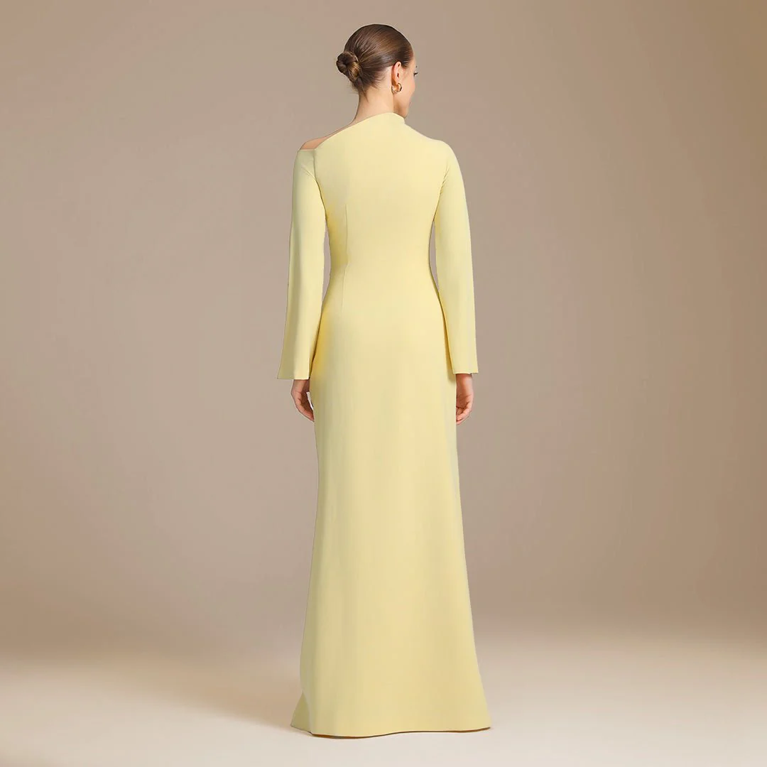 Yellow Bare shoulder Crepe maxi dress - Image 4