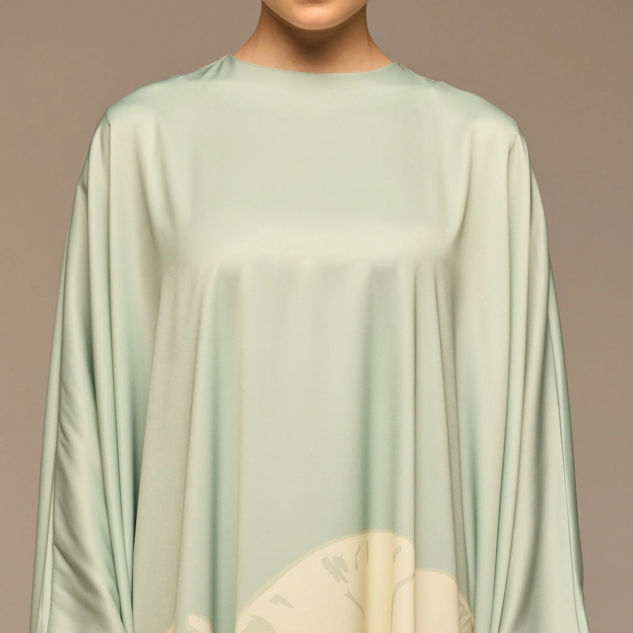 Blue Printed Satin Kaftan - Image 4