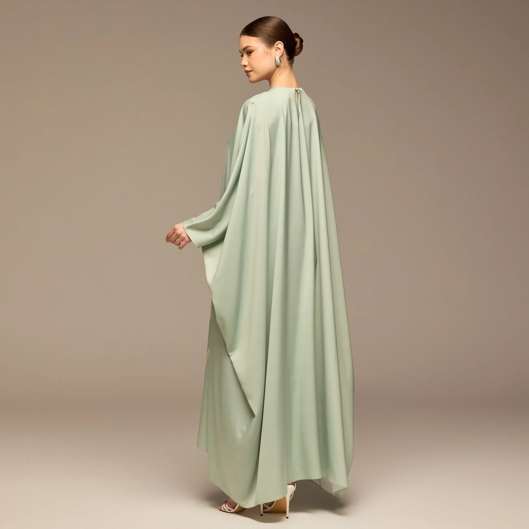 Blue Printed Satin Kaftan - Image 5