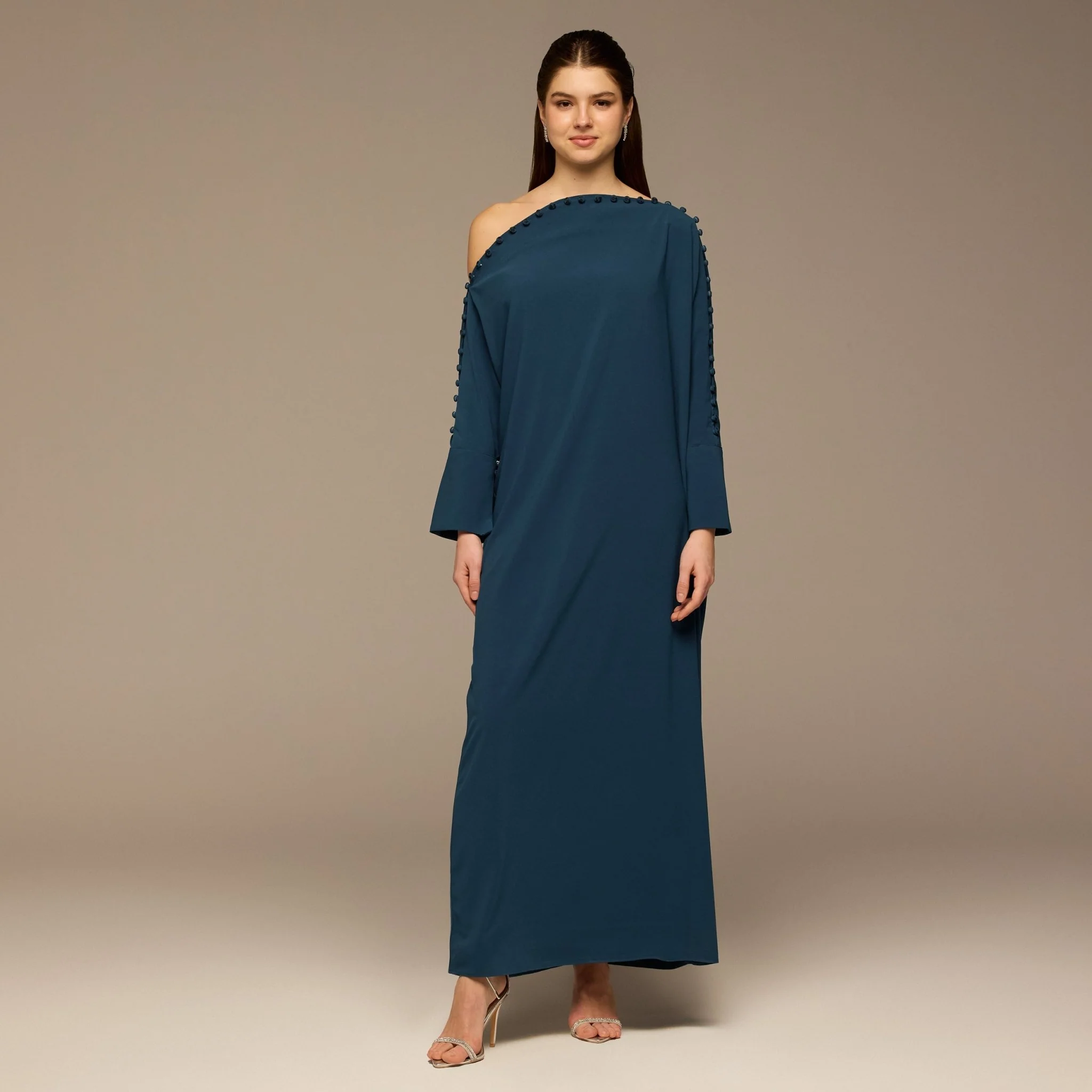 Blue Asymmetric Crepe Kaftan