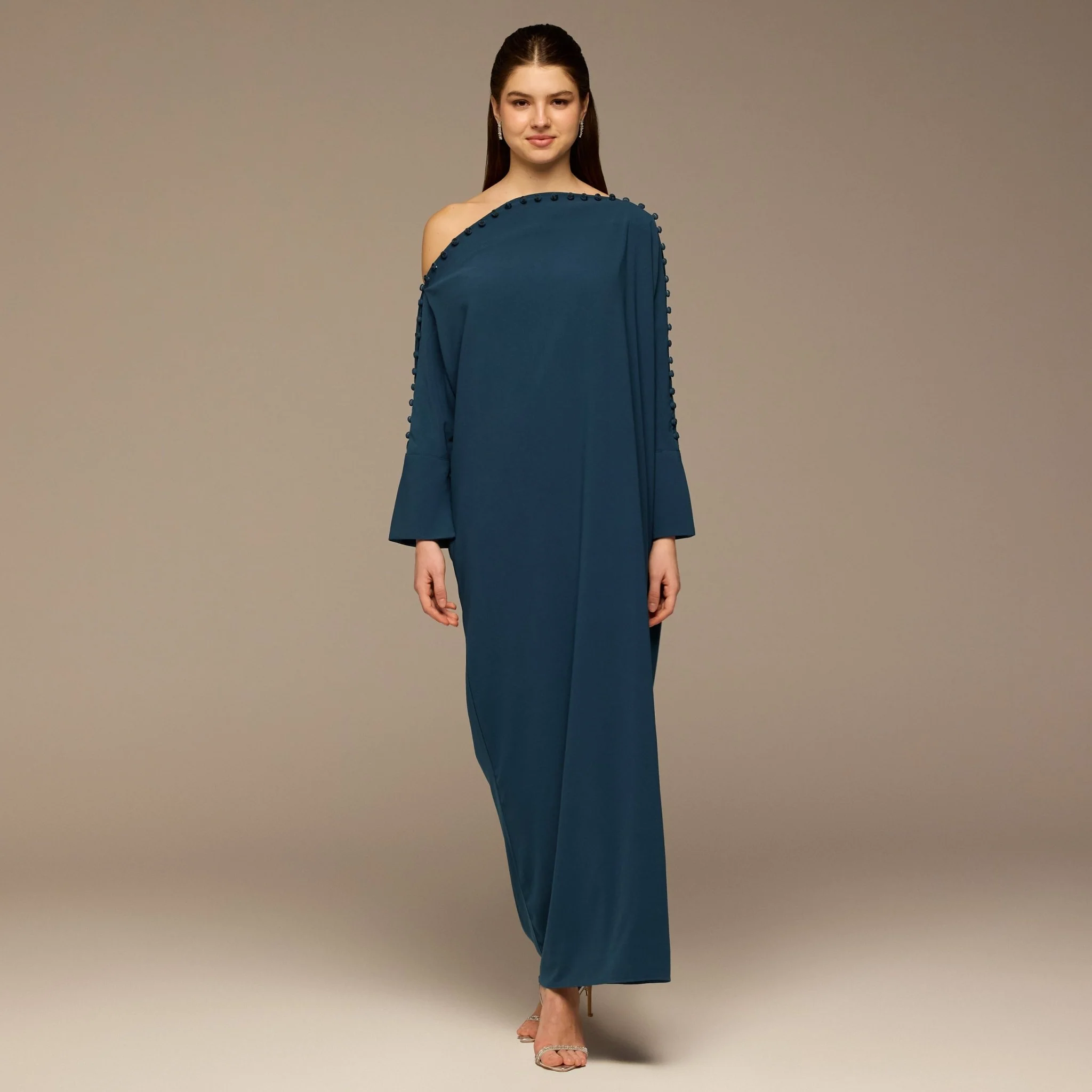 Blue Asymmetric Crepe Kaftan - Image 2