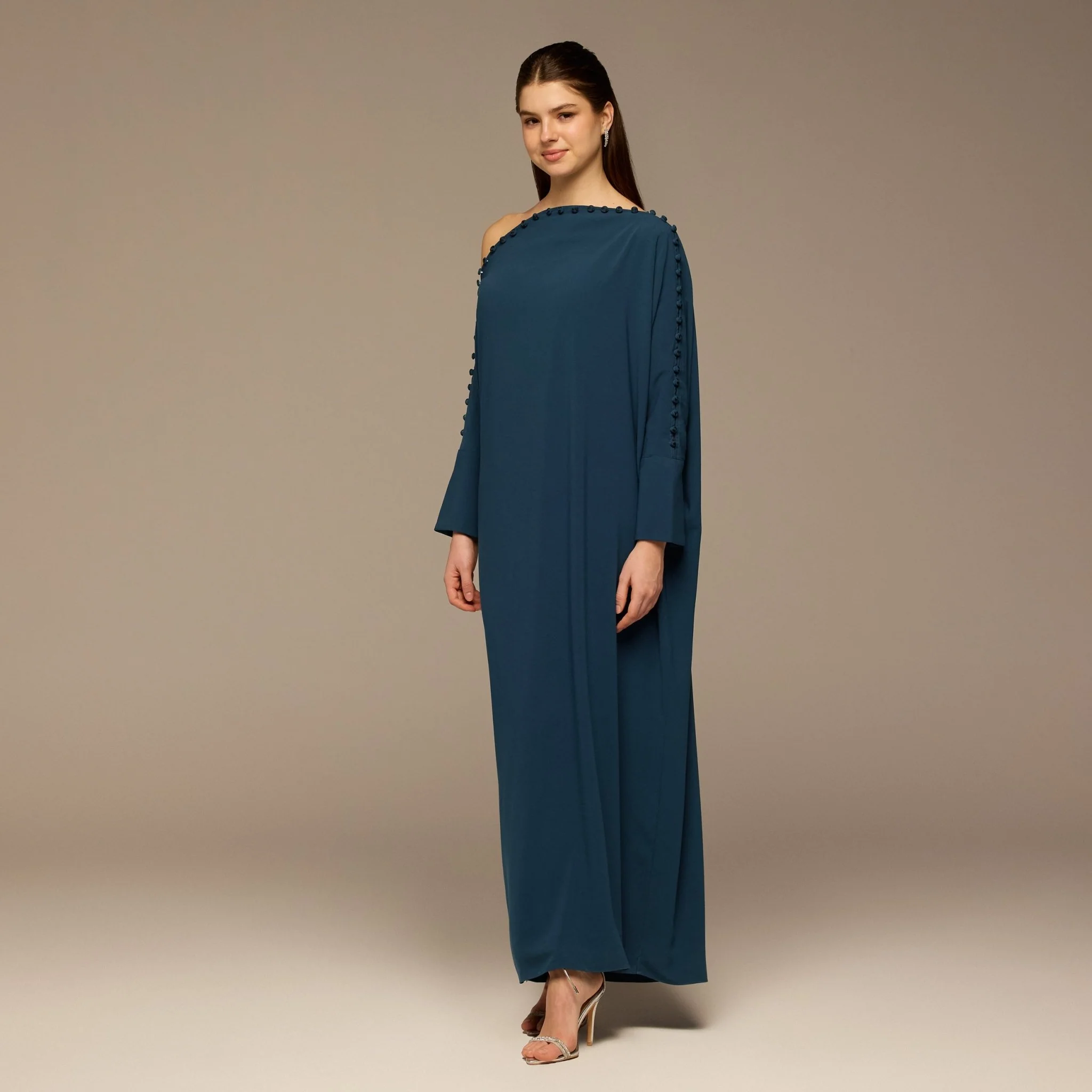 Blue Asymmetric Crepe Kaftan - Image 3
