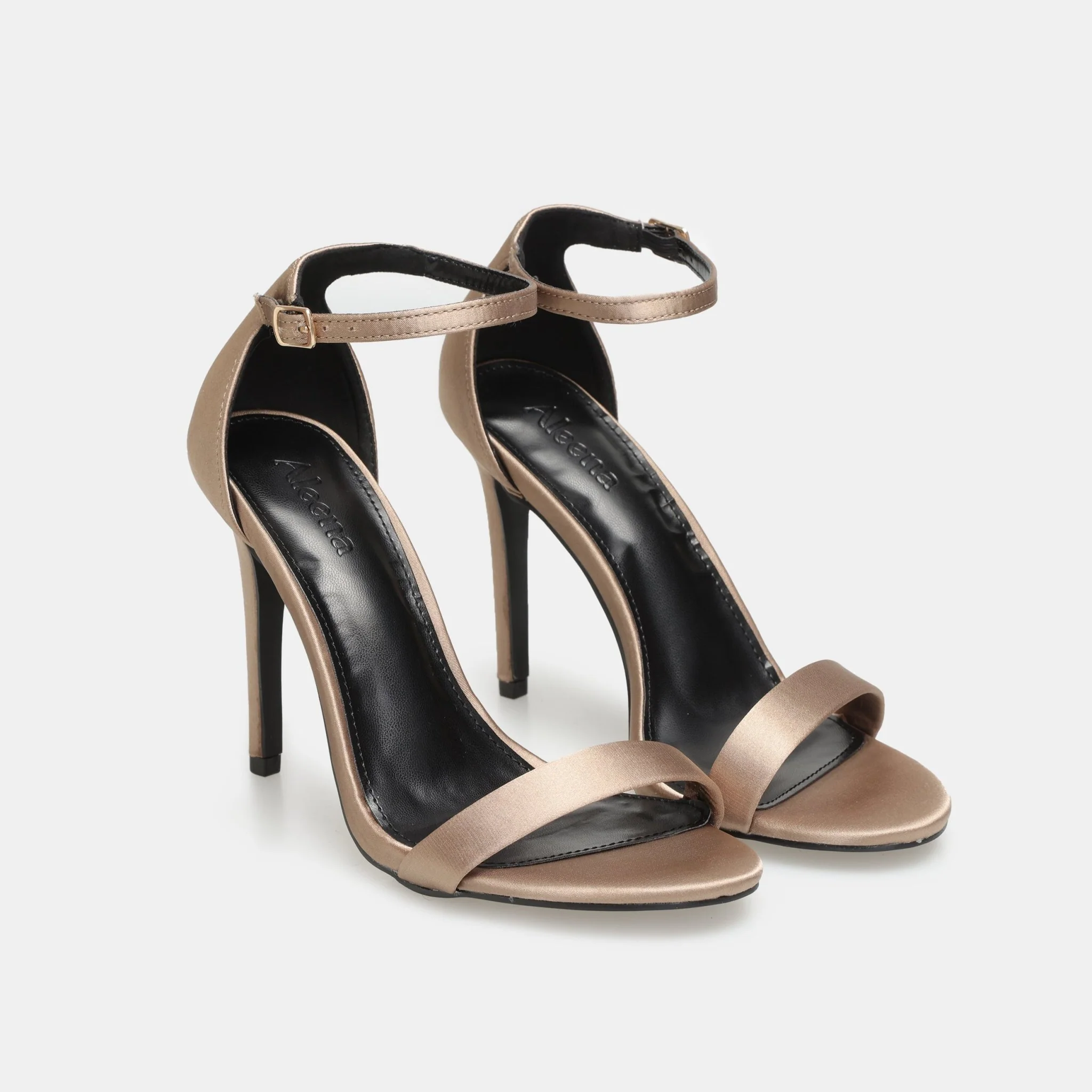 Bronze Satin High Heel Sandals - Image 3