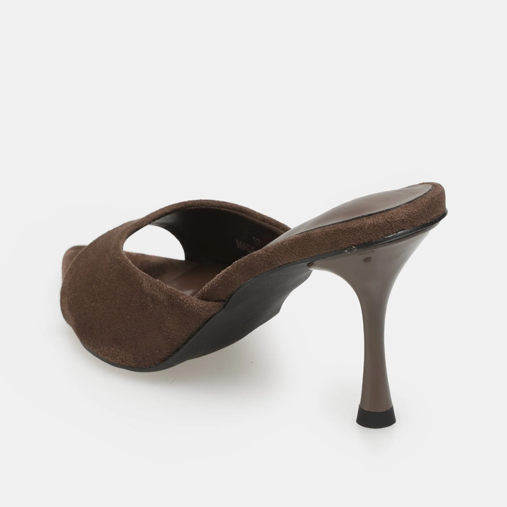 Brown Suede High Heel Mules - Image 4