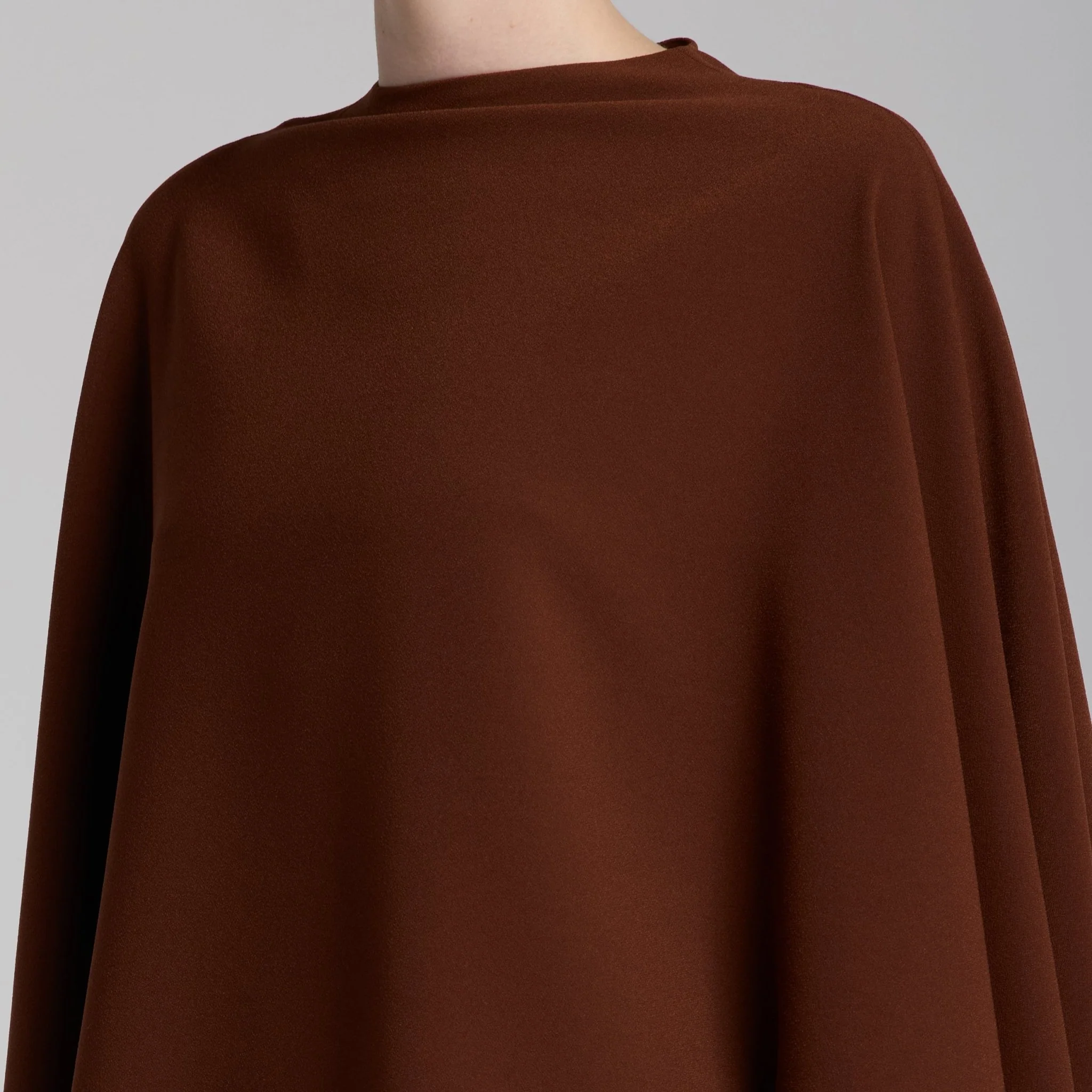 Brown Draped Cape Crepe Top - Image 5