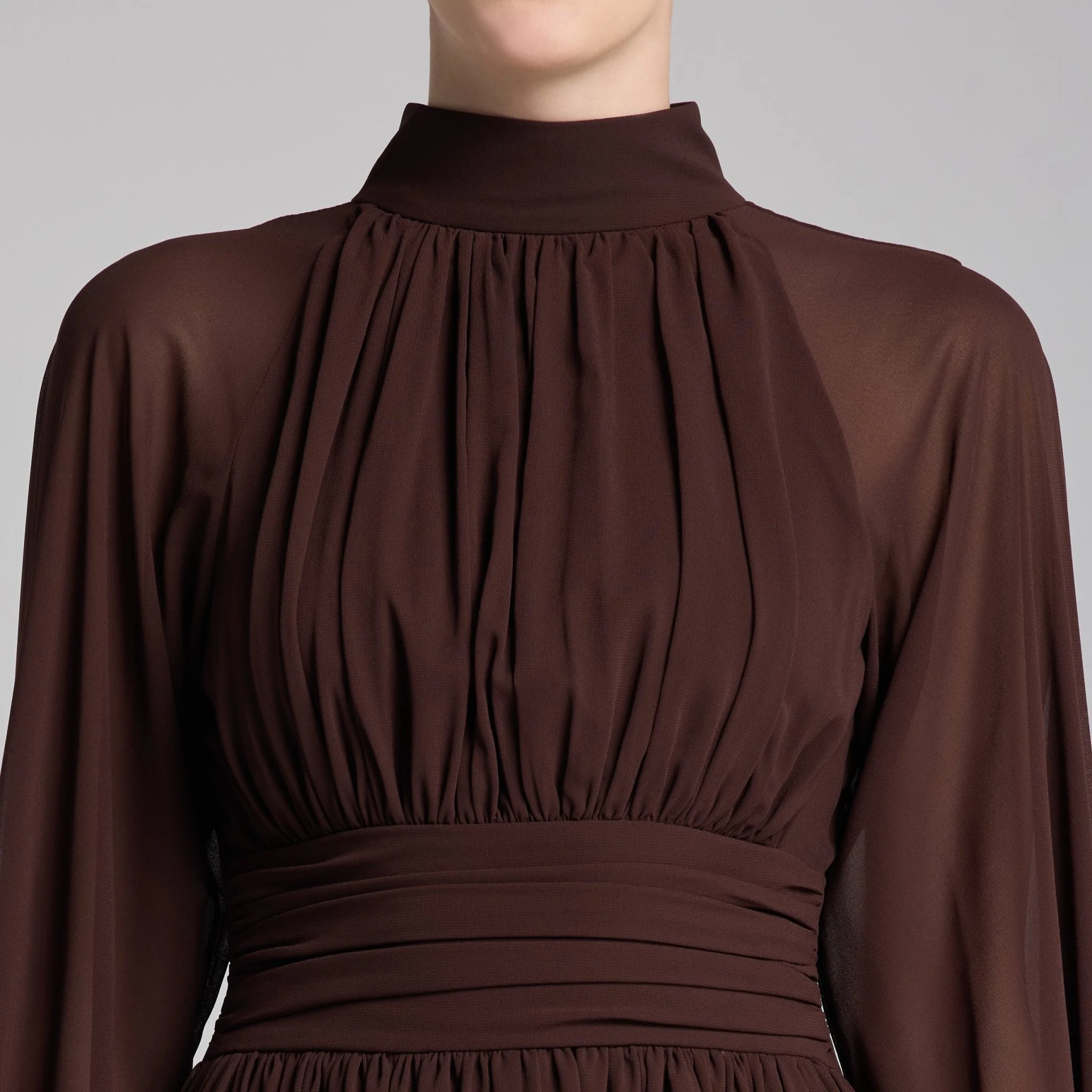 Chiffon High Neck Draped Maxi Dress - Image 3