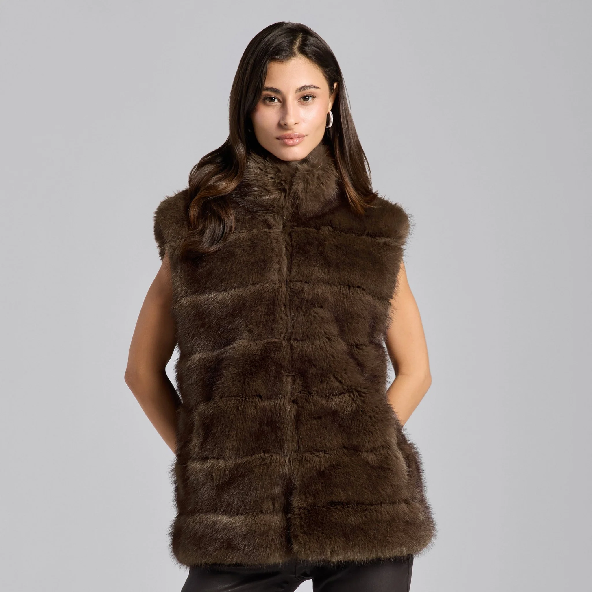 Brown Faux Fox Fur Vest