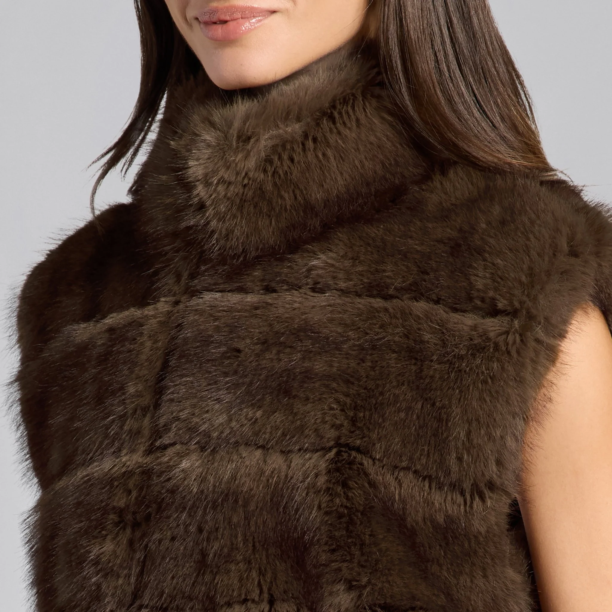 Brown Faux Fox Fur Vest - Image 4