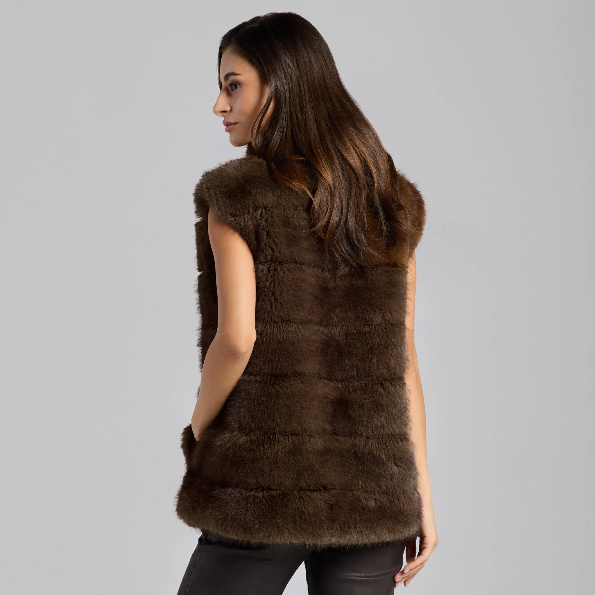Brown Faux Fox Fur Vest - Image 5