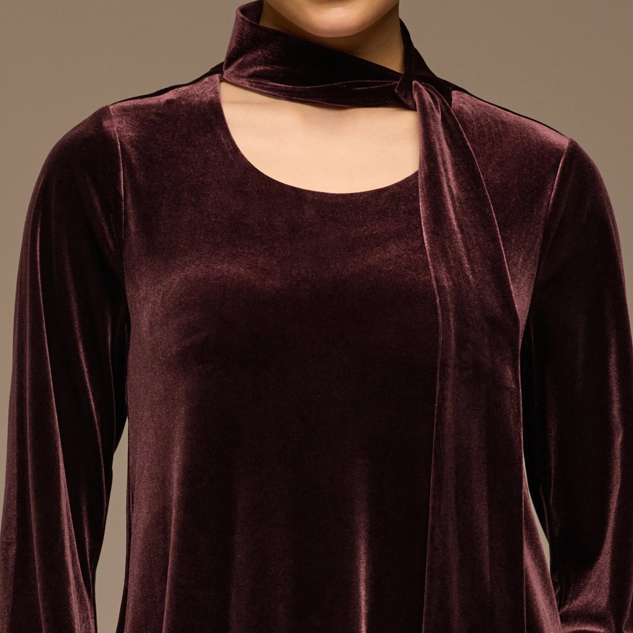 Dark Purple Velvet Long-Sleeve Maxi Dress - Image 4