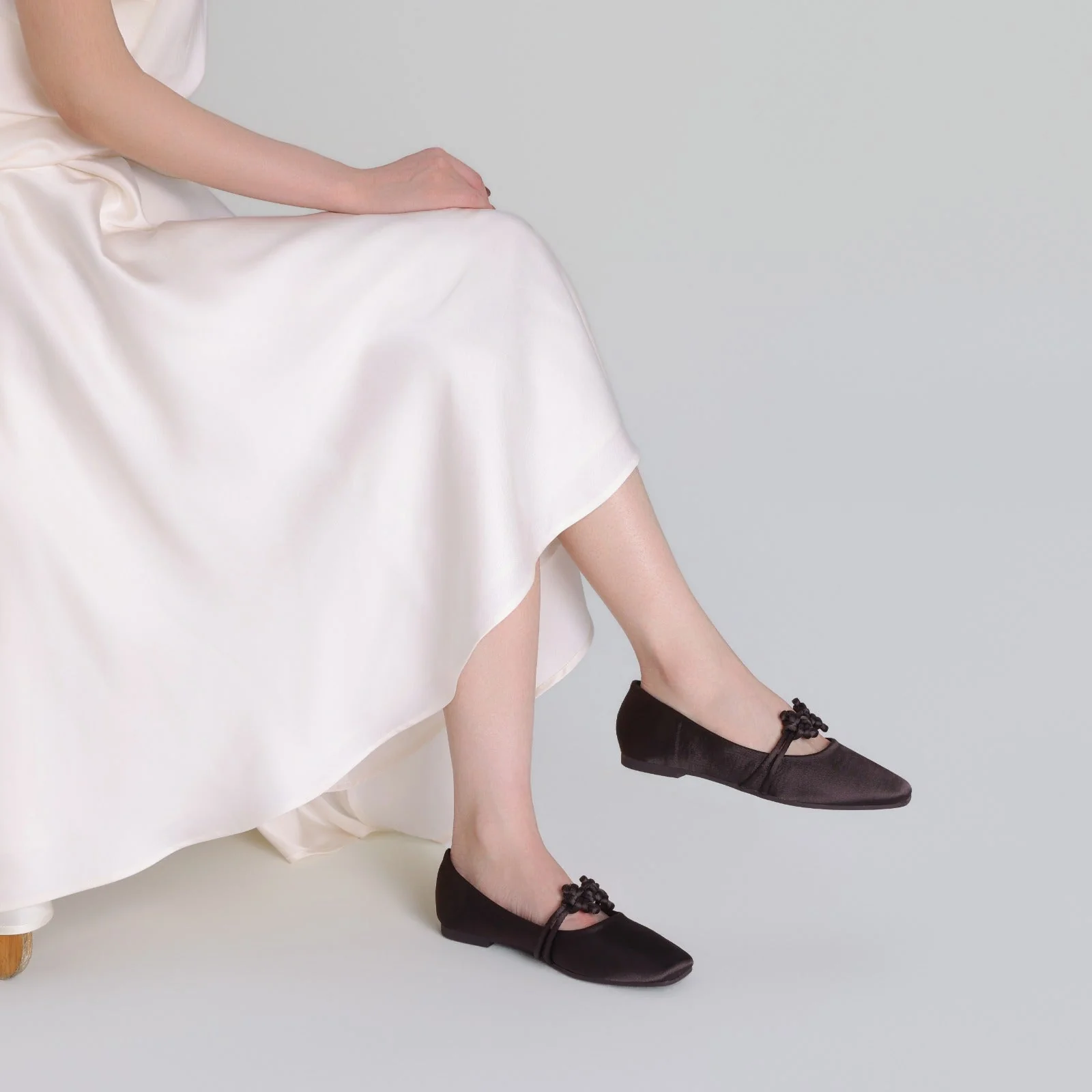 Brown Satin Knot Flats - Image 3
