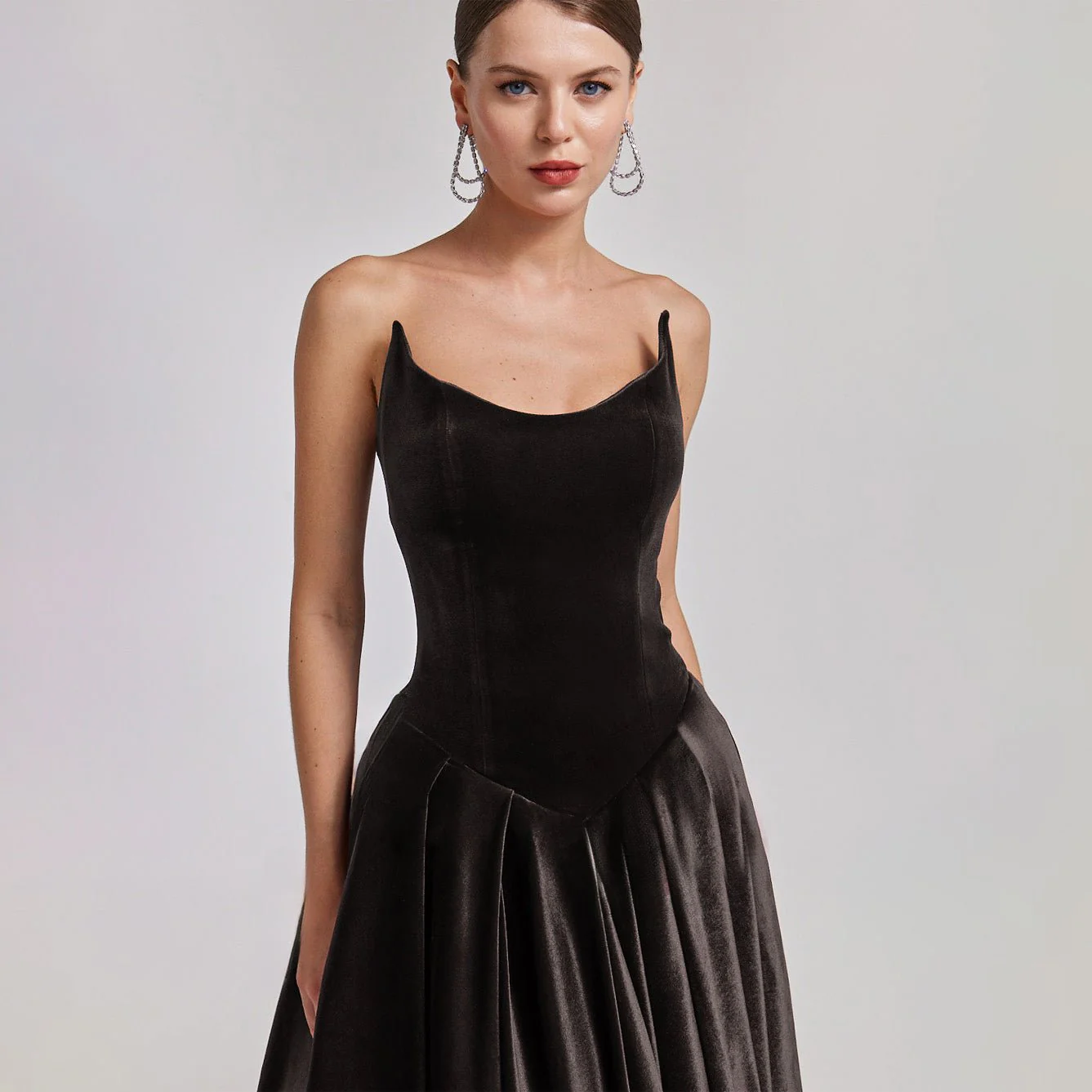 Brown Strapless Velvet Corset Gown - Image 3