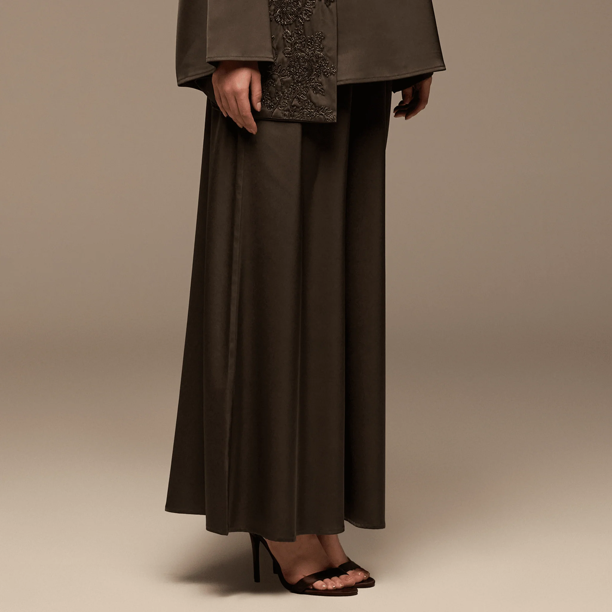 Brown Wide Leg Satin Pants - Image 3