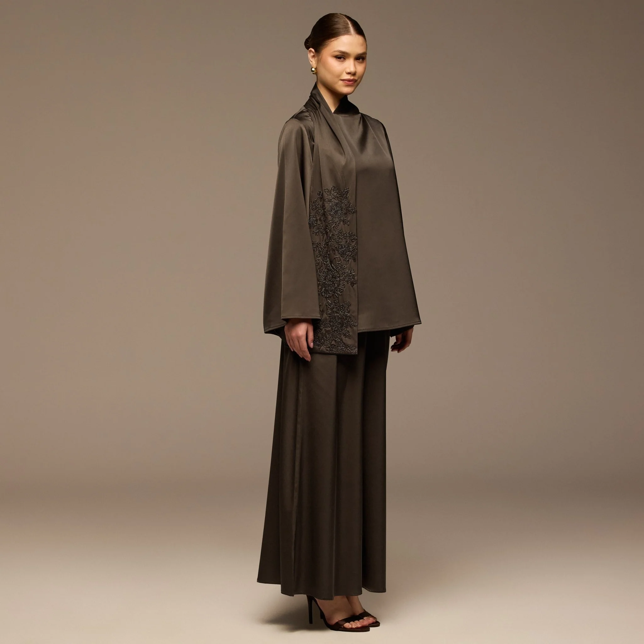 Brown Wide Leg Satin Pants - Image 4