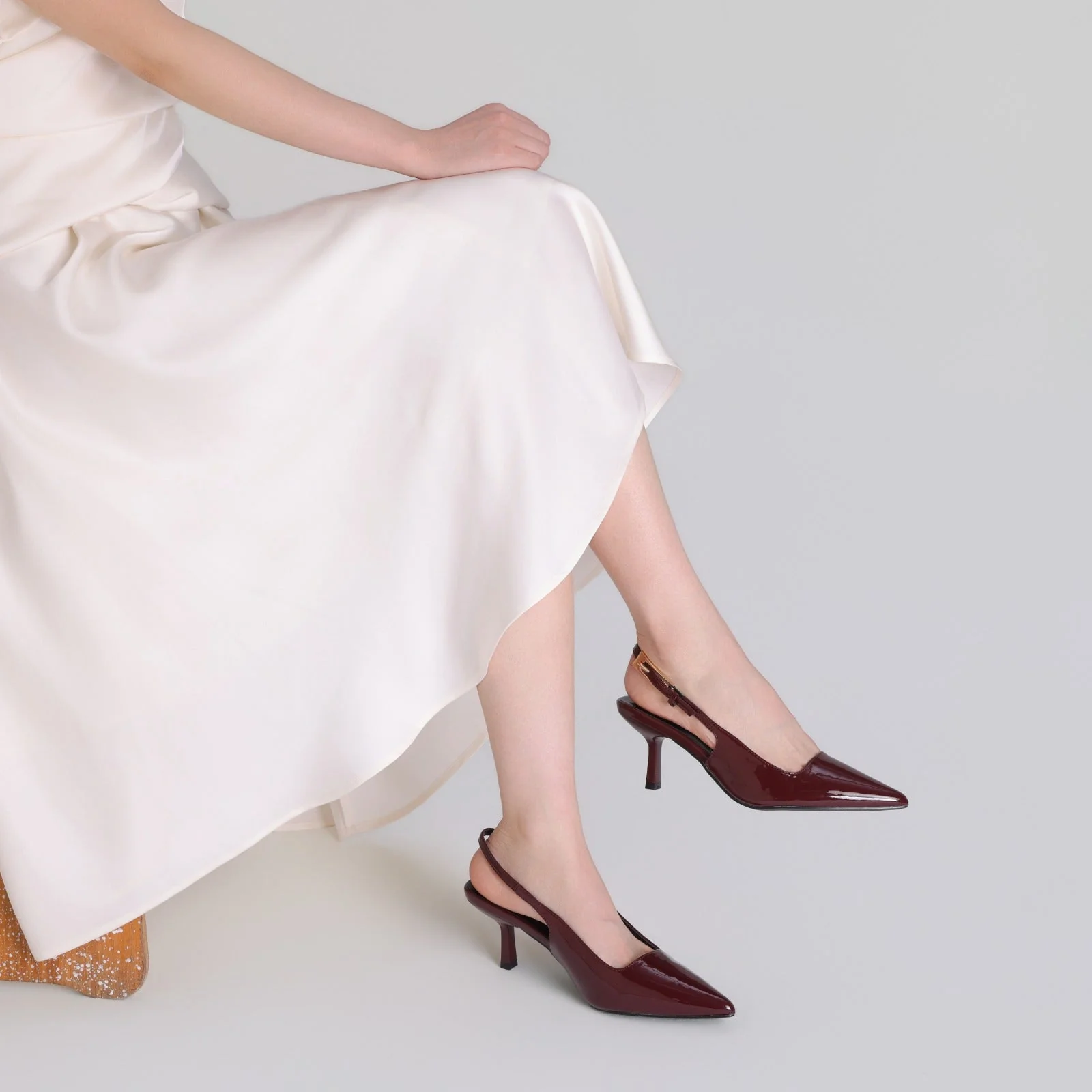 Burgundy Patent Slingback Heels - Image 2